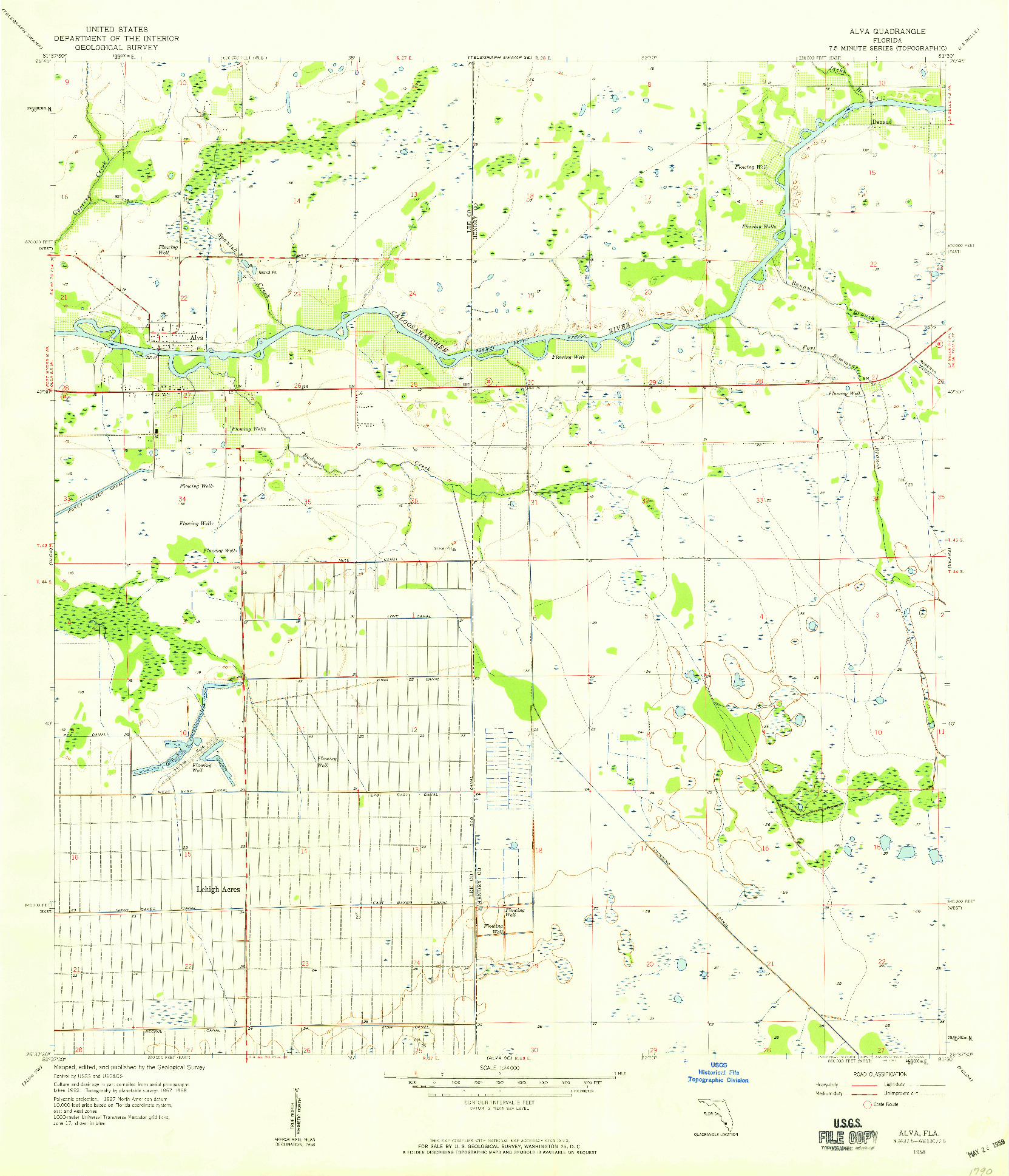 USGS 1:24000-SCALE QUADRANGLE FOR ALVA, FL 1958
