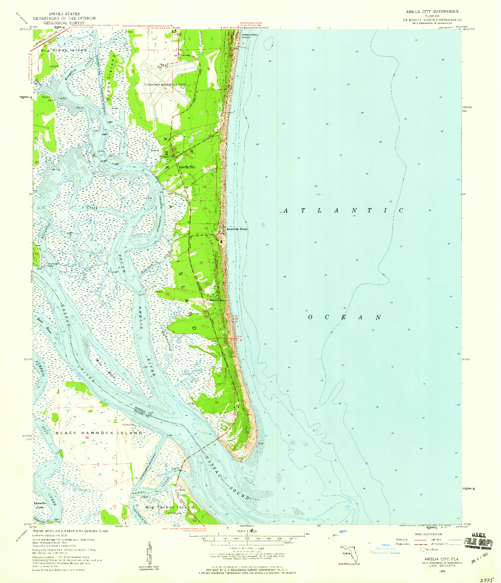 USGS 1:24000-SCALE QUADRANGLE FOR AMELIA CITY, FL 1958