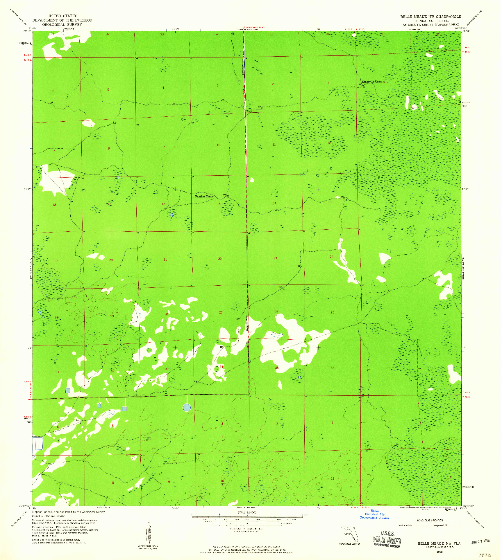 USGS 1:24000-SCALE QUADRANGLE FOR BELLE MEADE NW, FL 1958