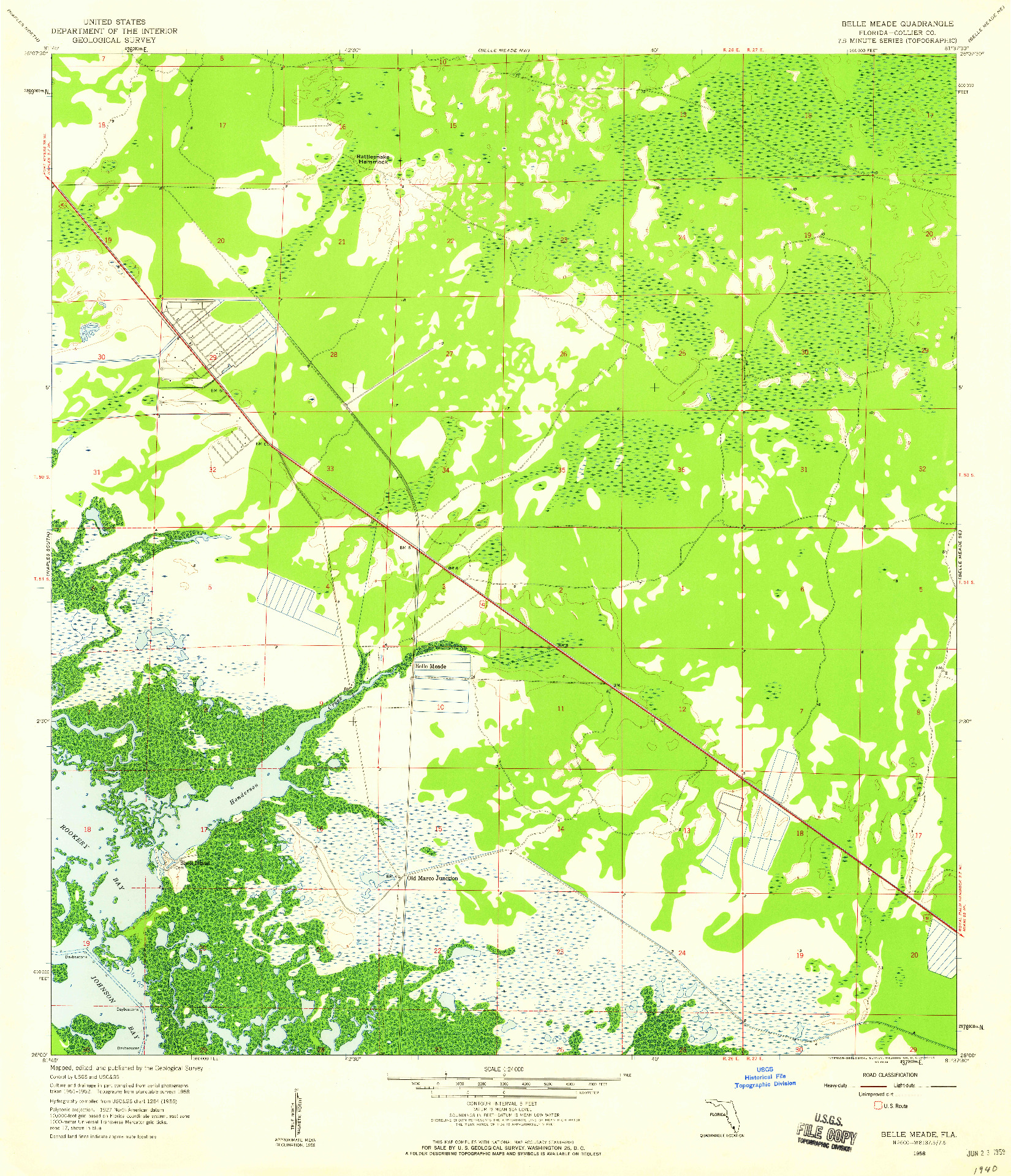 USGS 1:24000-SCALE QUADRANGLE FOR BELLE MEADE, FL 1958