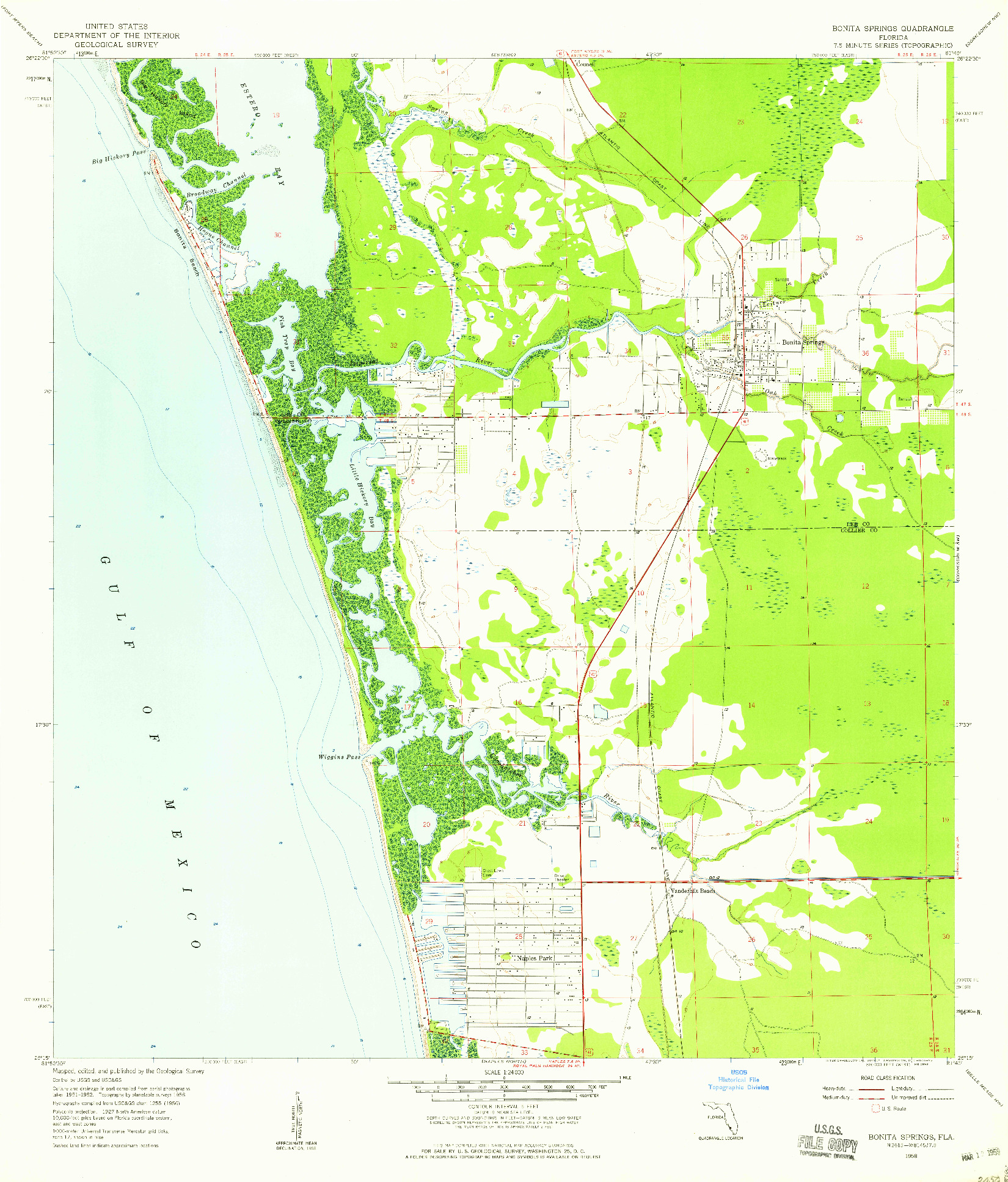 USGS 1:24000-SCALE QUADRANGLE FOR BONITA SPRINGS, FL 1958