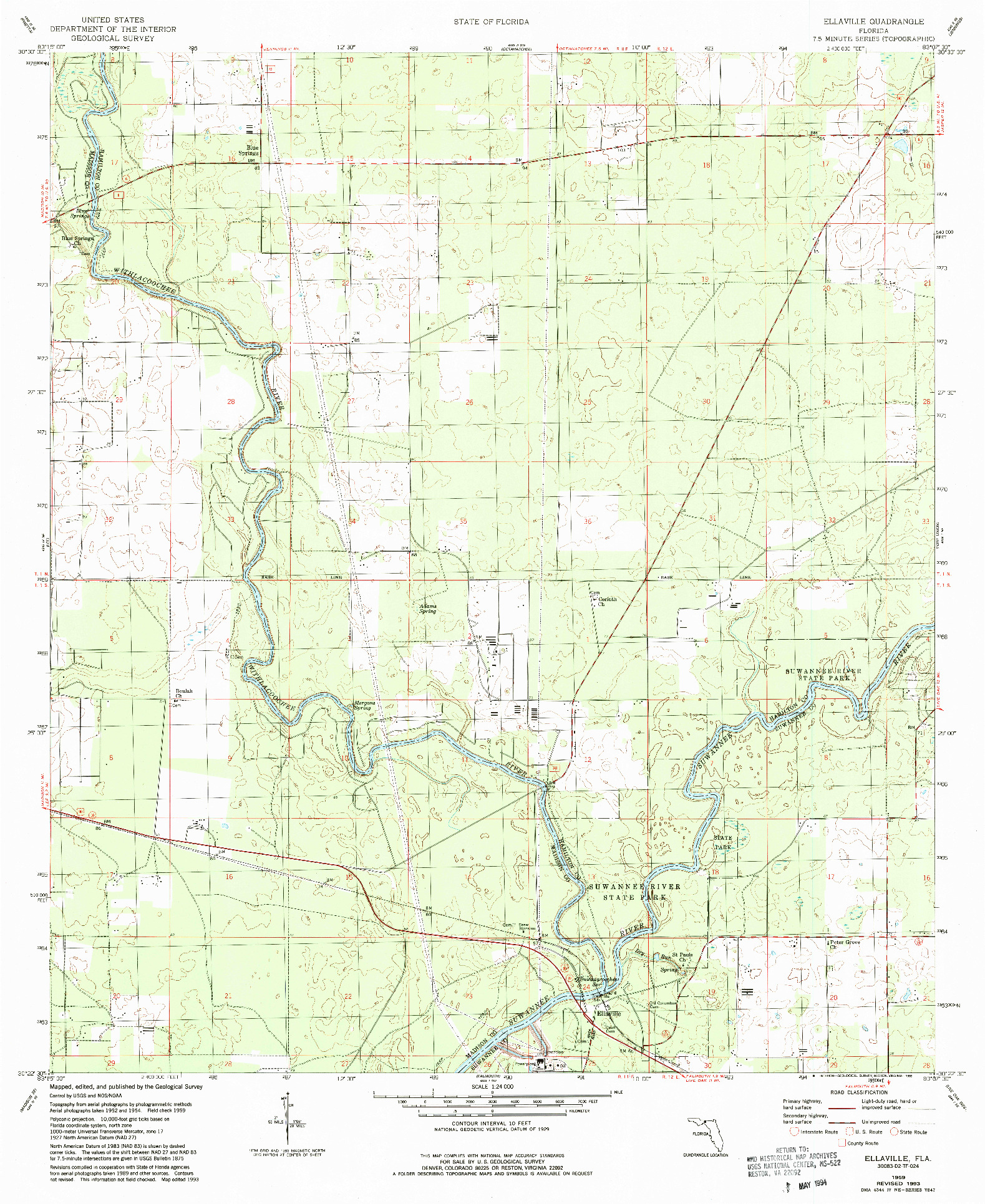 USGS 1:24000-SCALE QUADRANGLE FOR ELLAVILLE, FL 1959