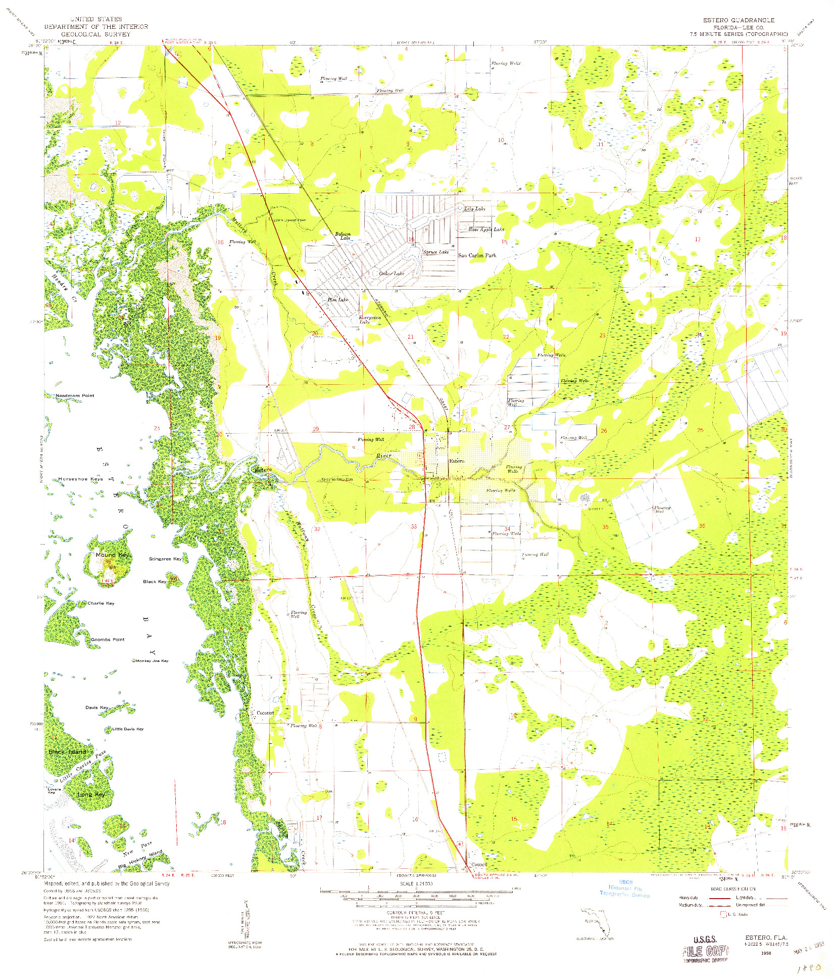 USGS 1:24000-SCALE QUADRANGLE FOR ESTERO, FL 1958