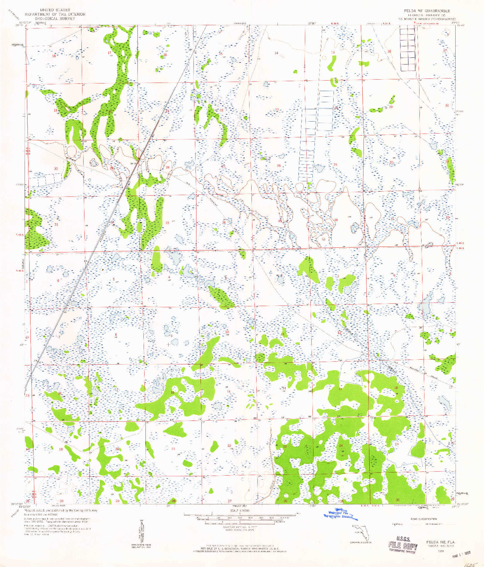 USGS 1:24000-SCALE QUADRANGLE FOR FELDA NE, FL 1958