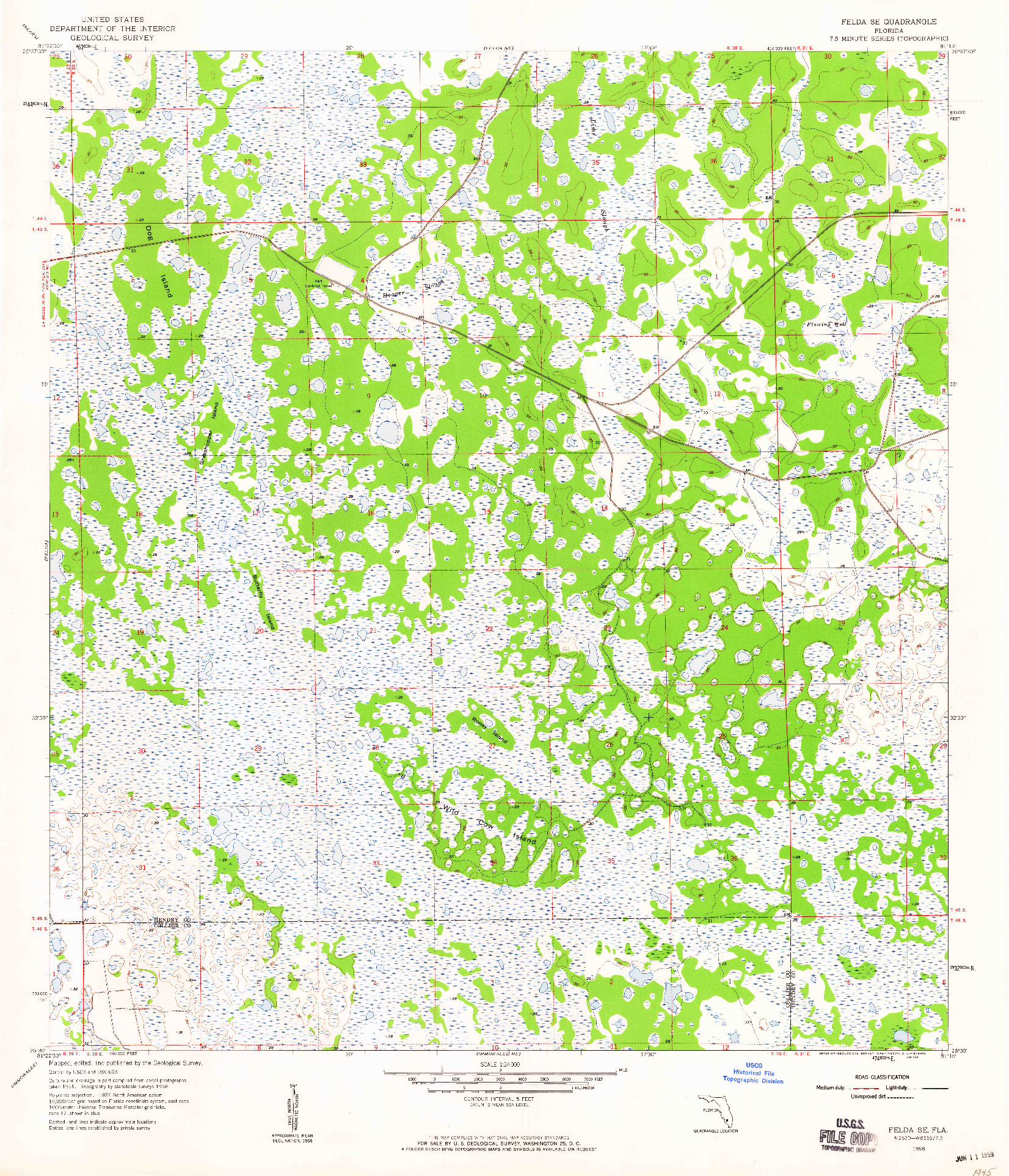 USGS 1:24000-SCALE QUADRANGLE FOR FELDA SE, FL 1958