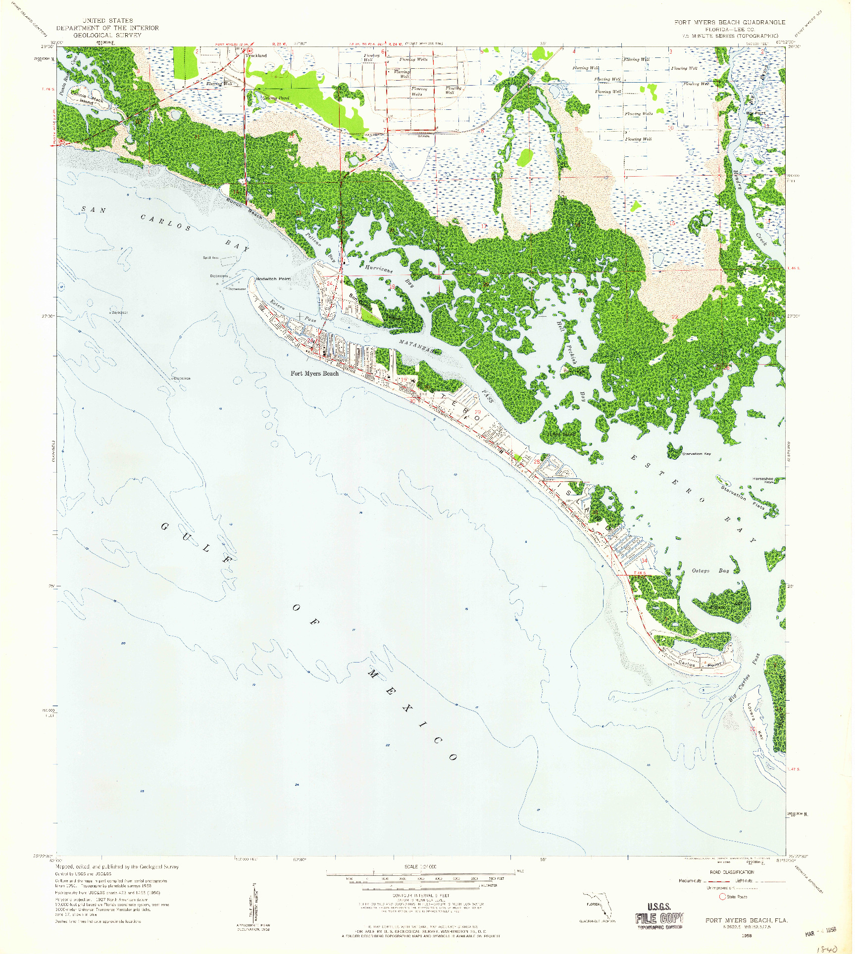 USGS 1:24000-SCALE QUADRANGLE FOR FORT MYERS BEACH, FL 1958