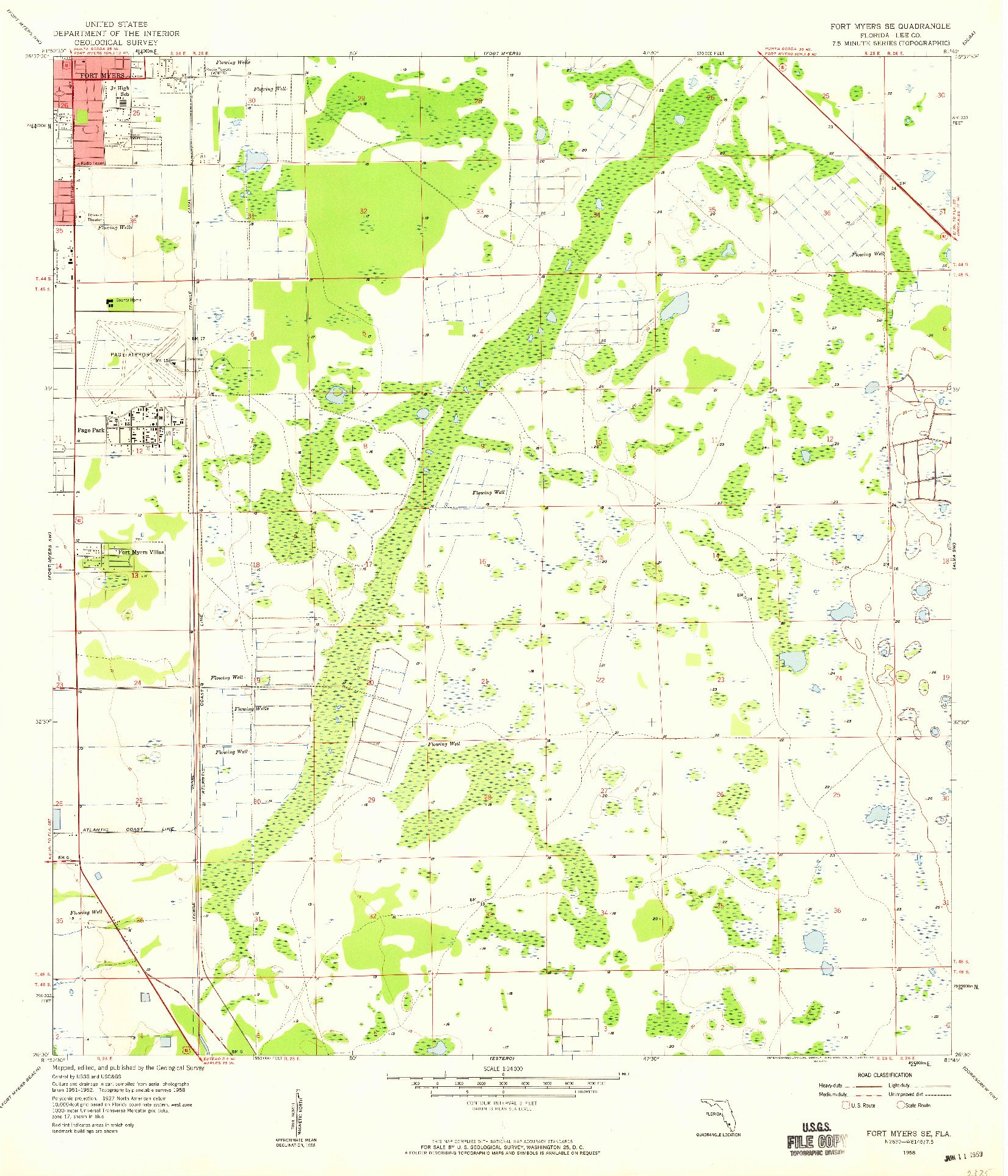 USGS 1:24000-SCALE QUADRANGLE FOR FORT MYERS SE, FL 1958