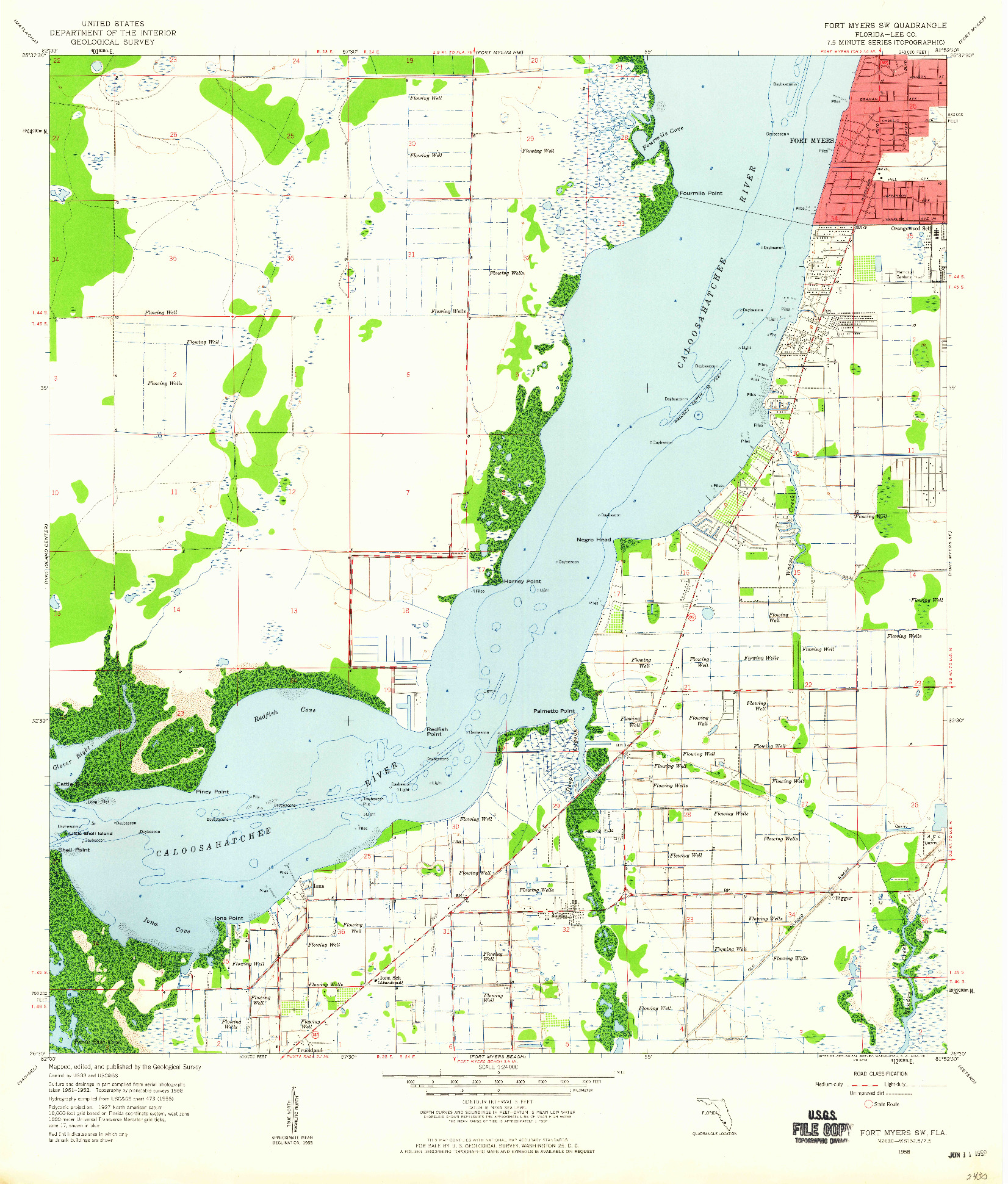 USGS 1:24000-SCALE QUADRANGLE FOR FORT MYERS SW, FL 1958