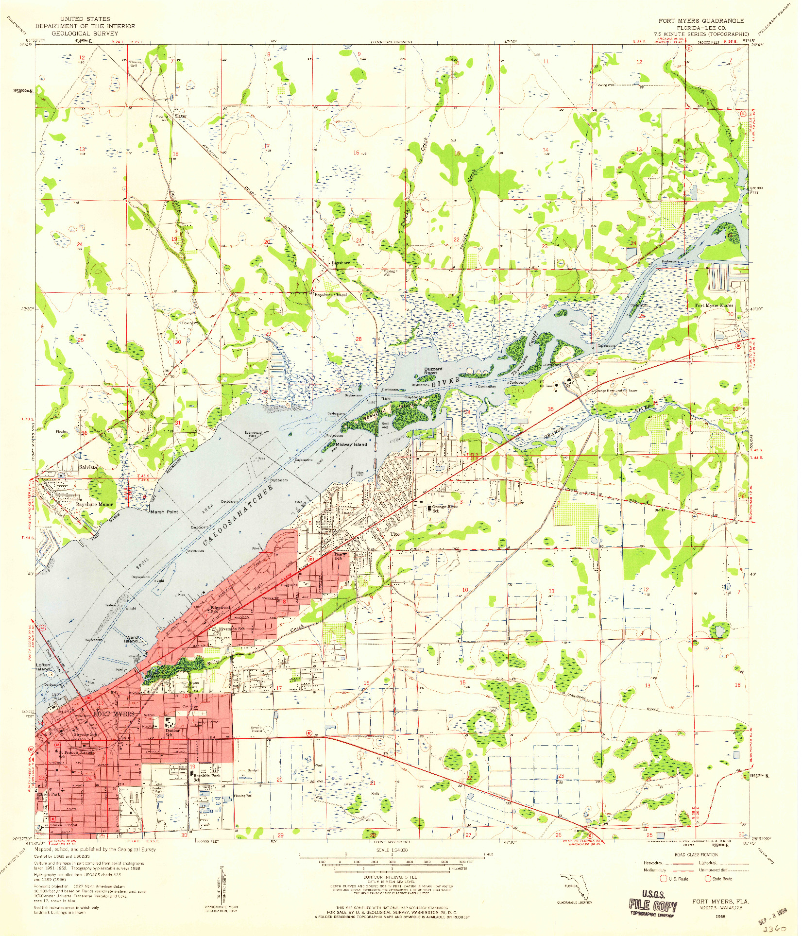 USGS 1:24000-SCALE QUADRANGLE FOR FORT MYERS, FL 1958