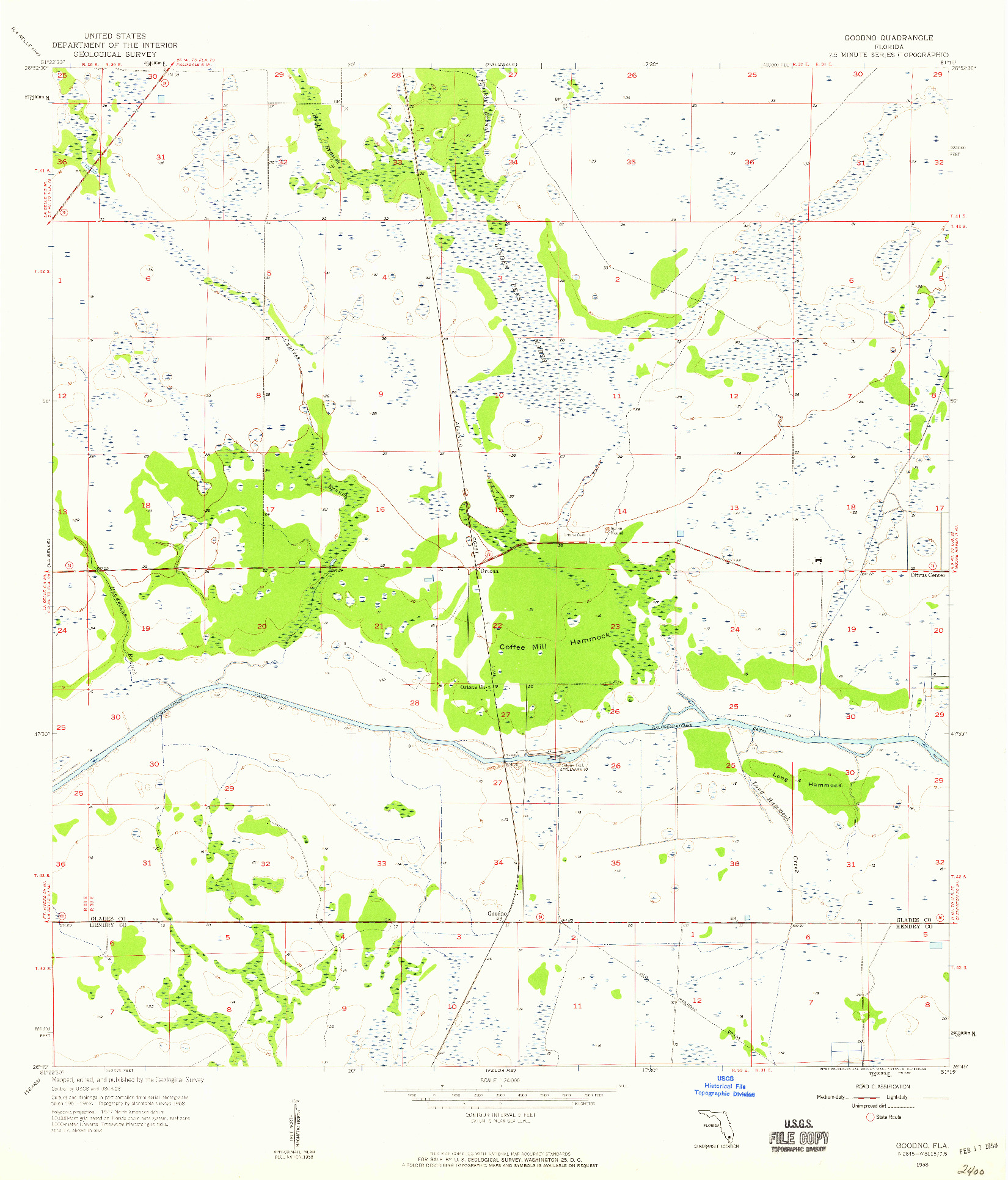 USGS 1:24000-SCALE QUADRANGLE FOR GOODNO, FL 1958