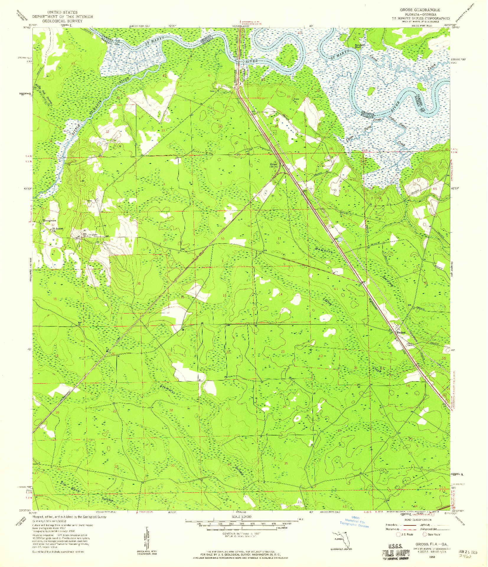 USGS 1:24000-SCALE QUADRANGLE FOR GROSS, FL 1958