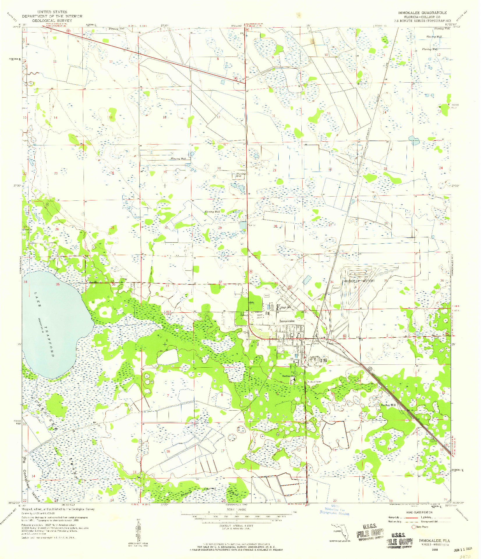 USGS 1:24000-SCALE QUADRANGLE FOR IMMOKALEE, FL 1958