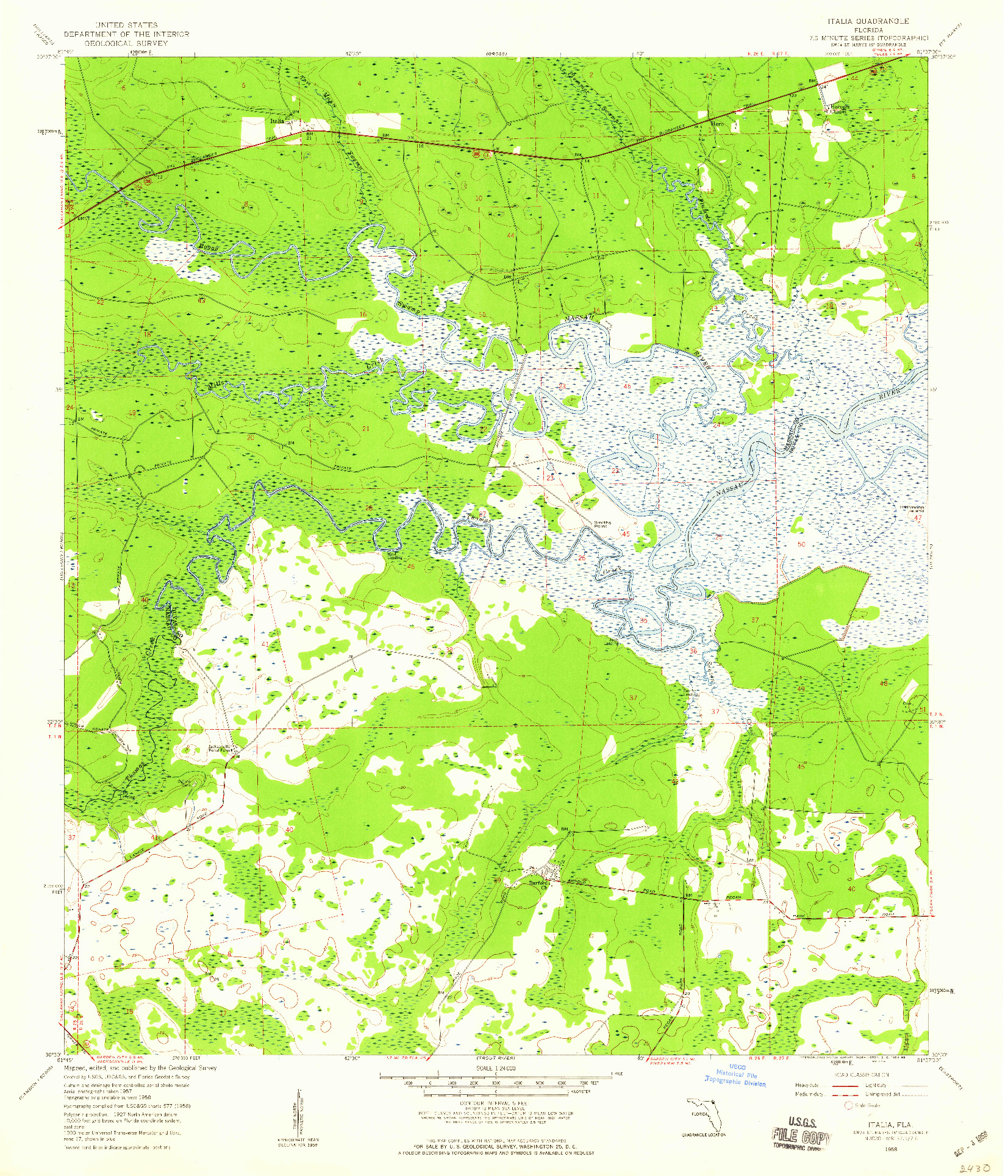 USGS 1:24000-SCALE QUADRANGLE FOR ITALIA, FL 1958