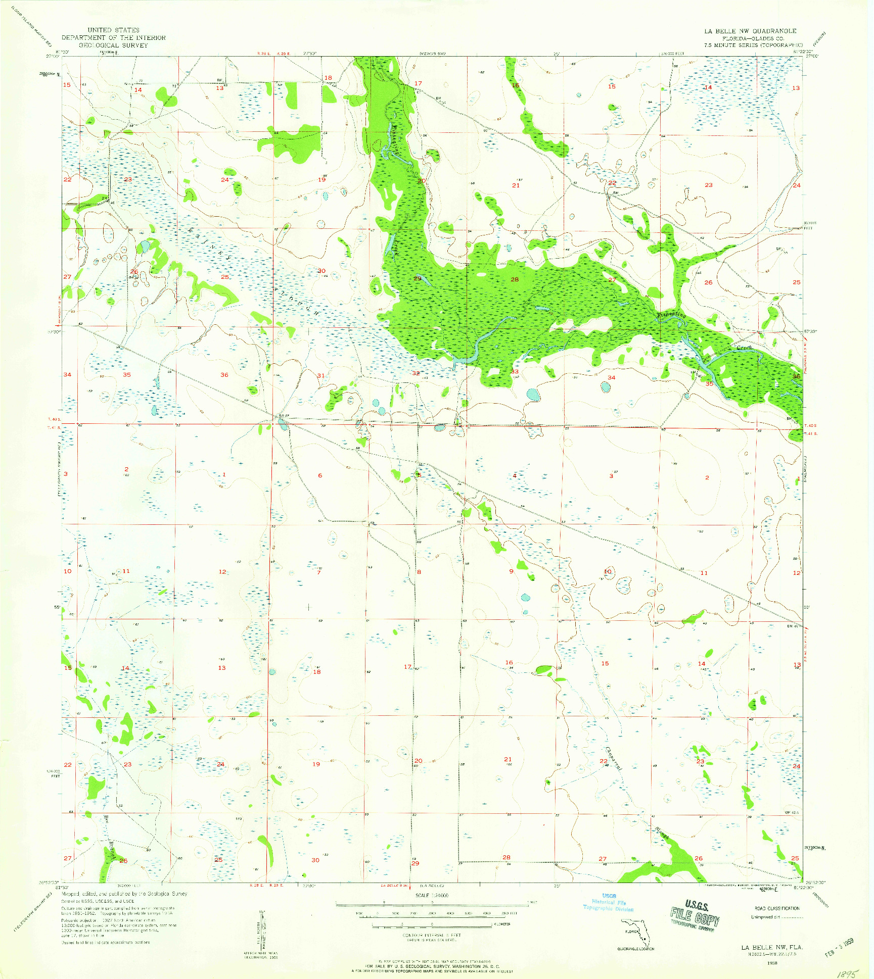 USGS 1:24000-SCALE QUADRANGLE FOR LA BELLE NW, FL 1958