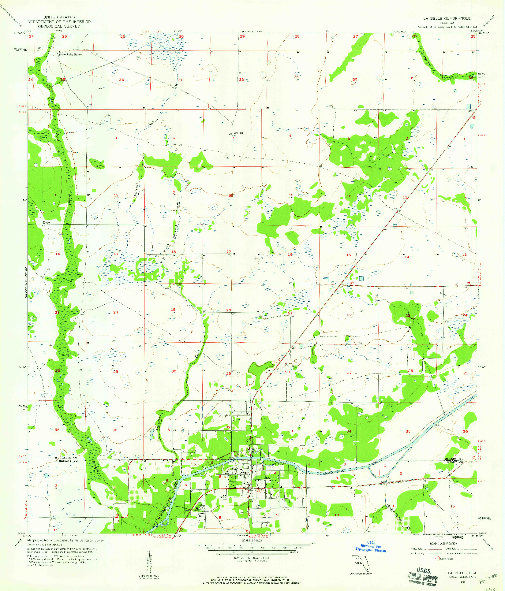 USGS 1:24000-SCALE QUADRANGLE FOR LA BELLE, FL 1958