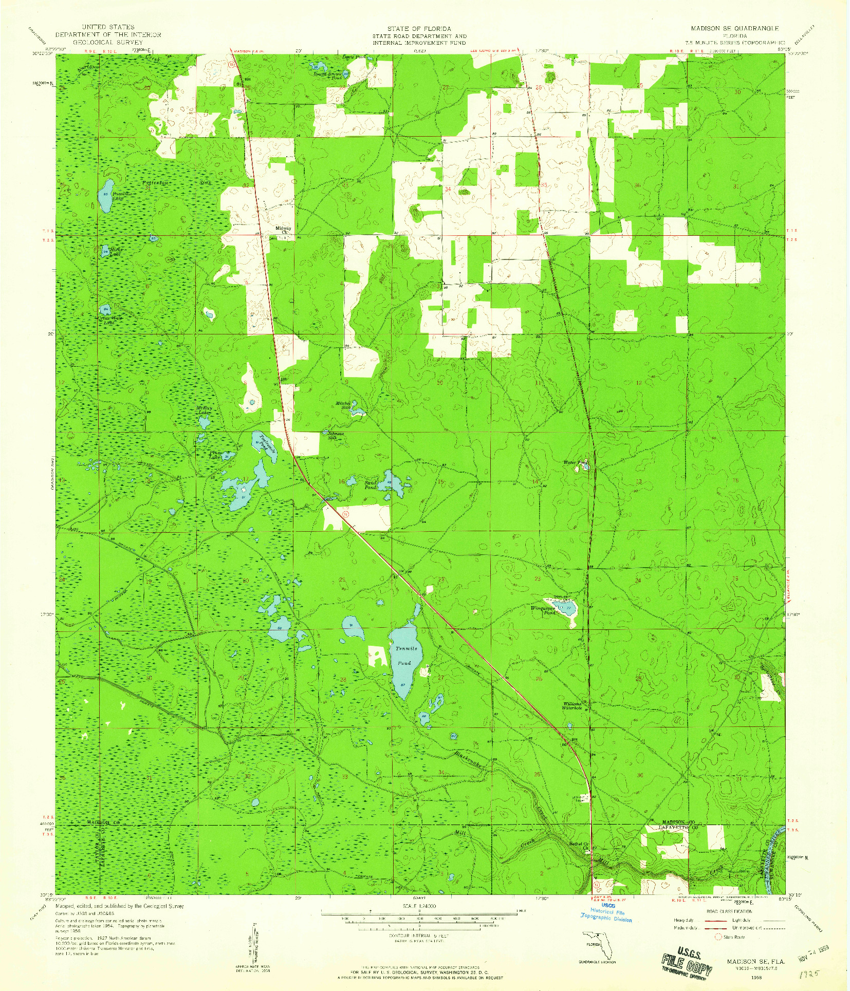 USGS 1:24000-SCALE QUADRANGLE FOR MADISON SE, FL 1958