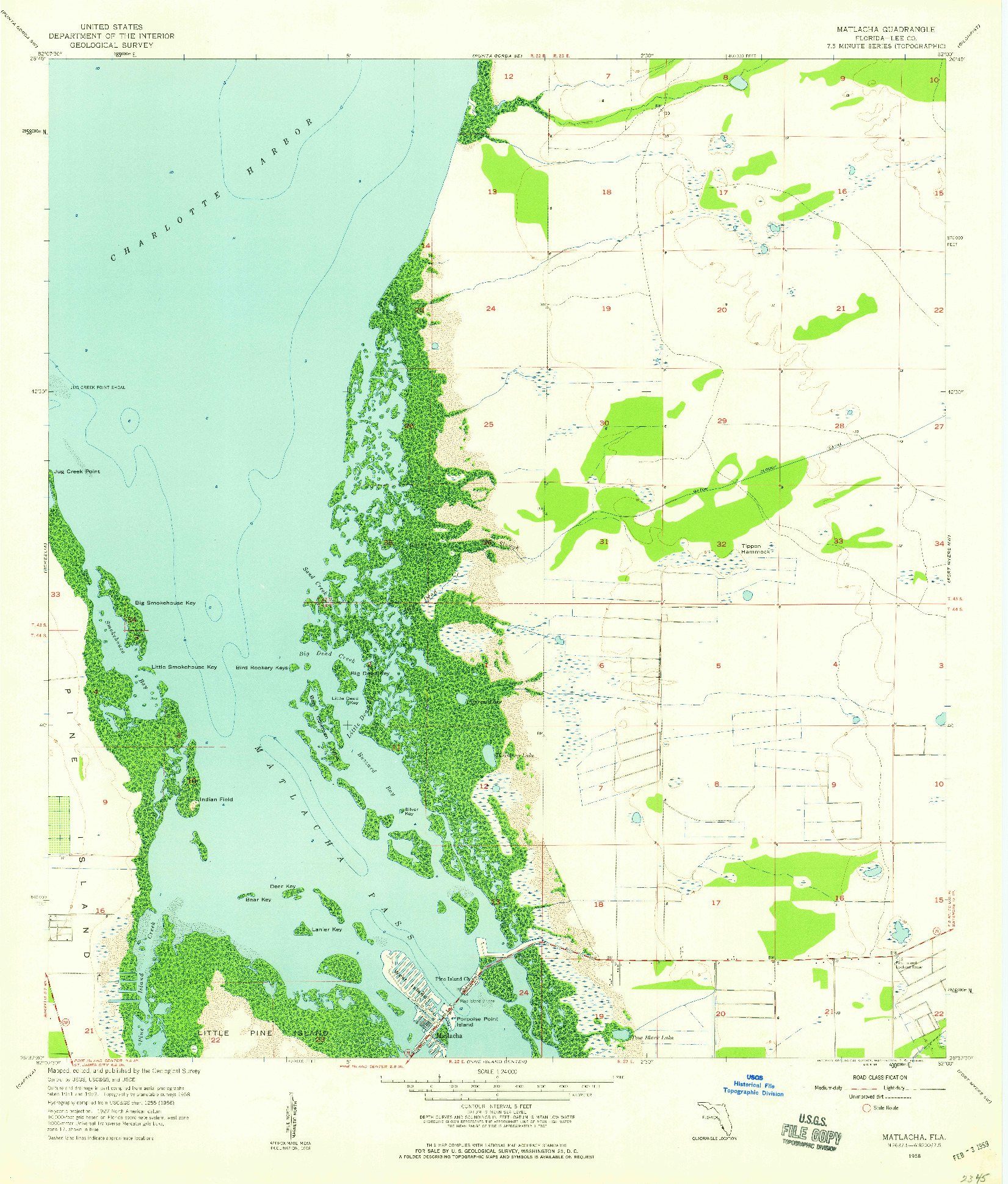 USGS 1:24000-SCALE QUADRANGLE FOR MATLACHA, FL 1958