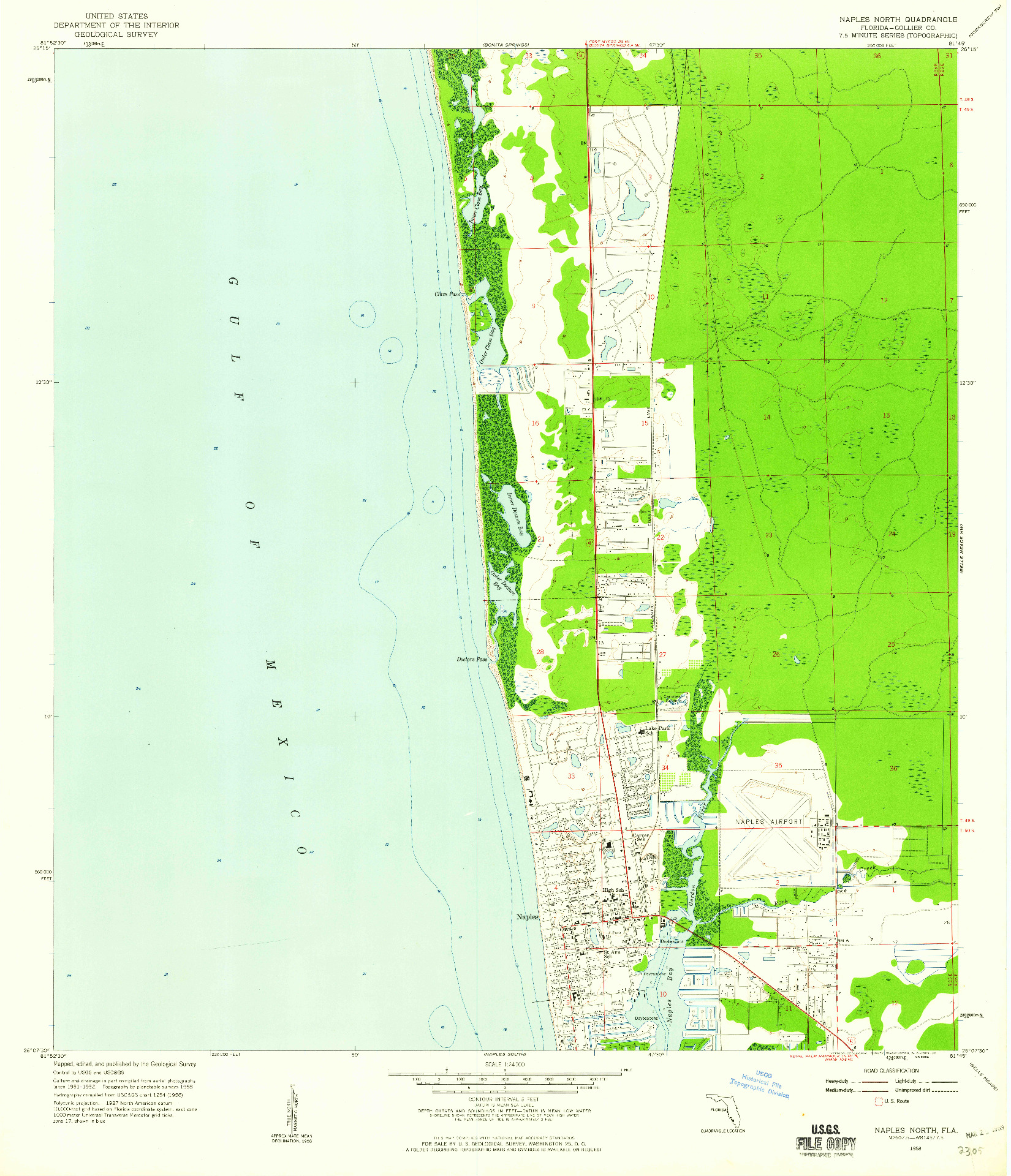 USGS 1:24000-SCALE QUADRANGLE FOR NAPLES NORTH, FL 1958