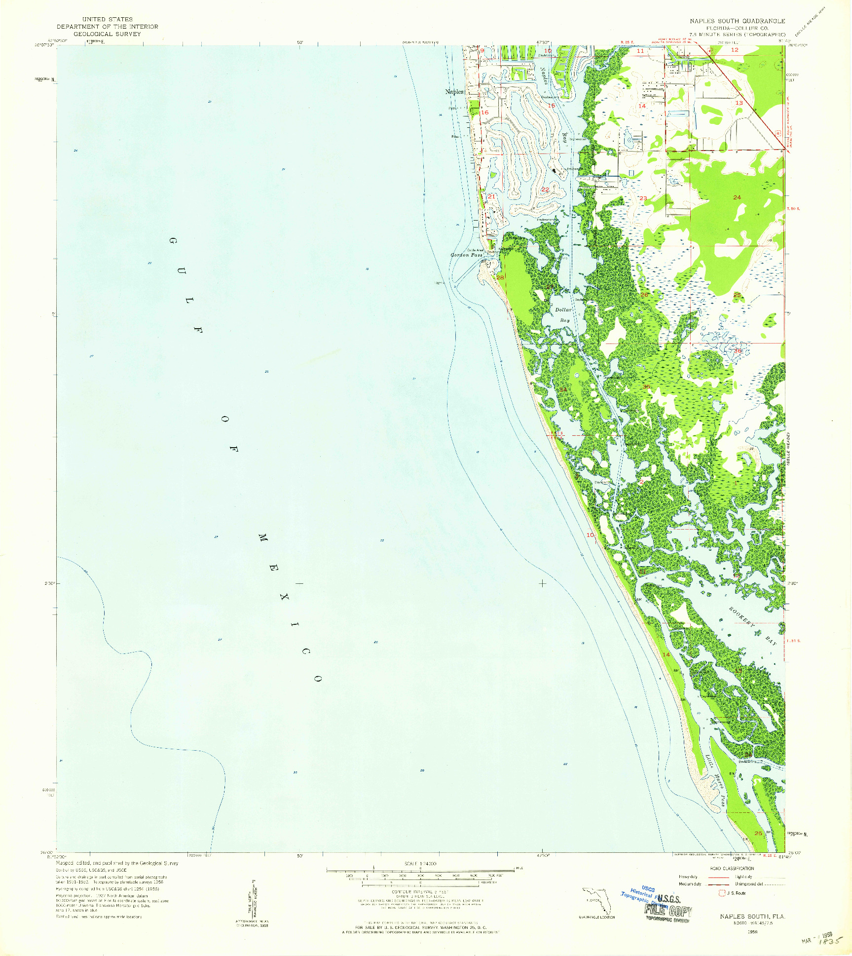 USGS 1:24000-SCALE QUADRANGLE FOR NAPLES SOUTH, FL 1958