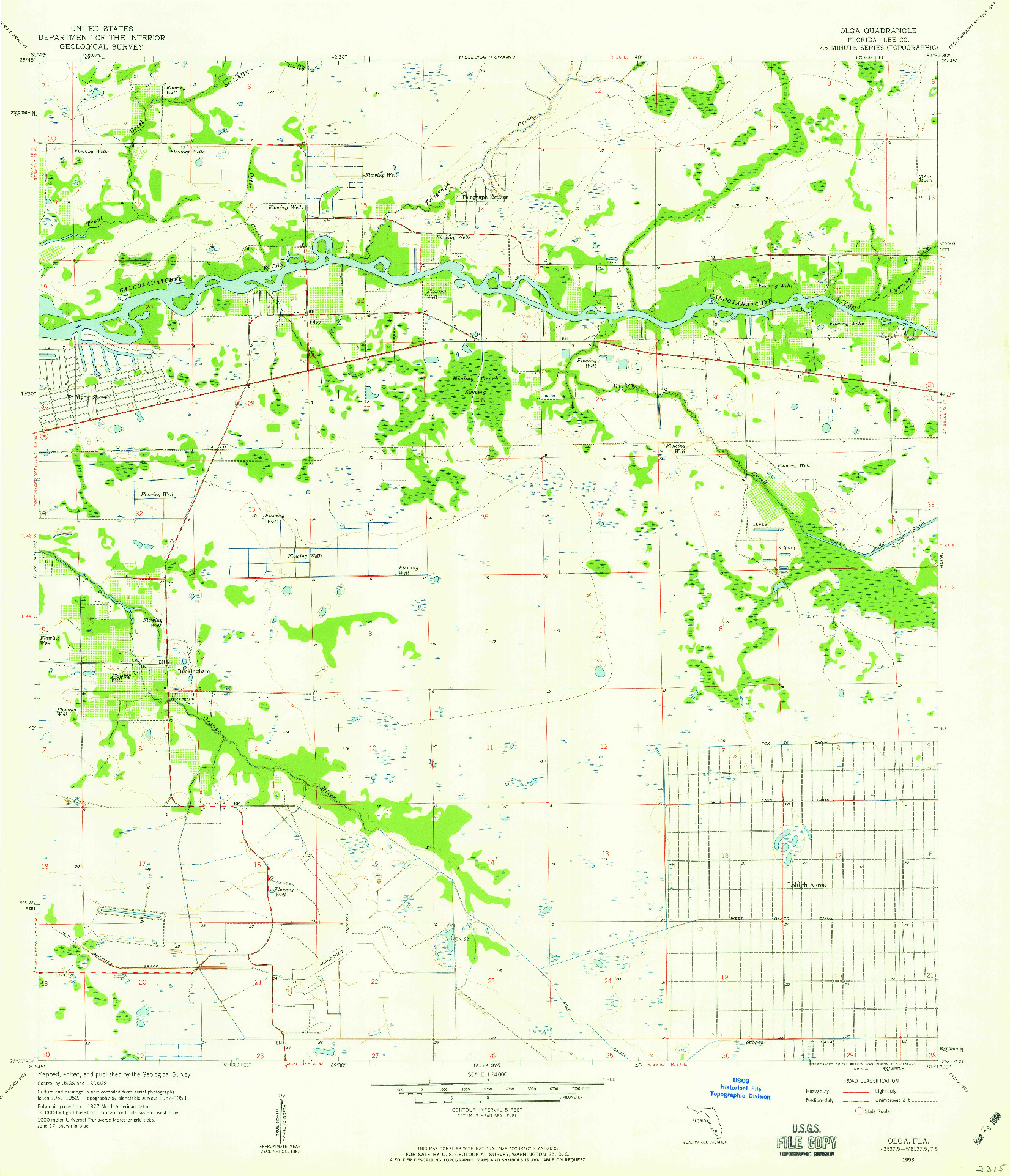 USGS 1:24000-SCALE QUADRANGLE FOR OLGA, FL 1958