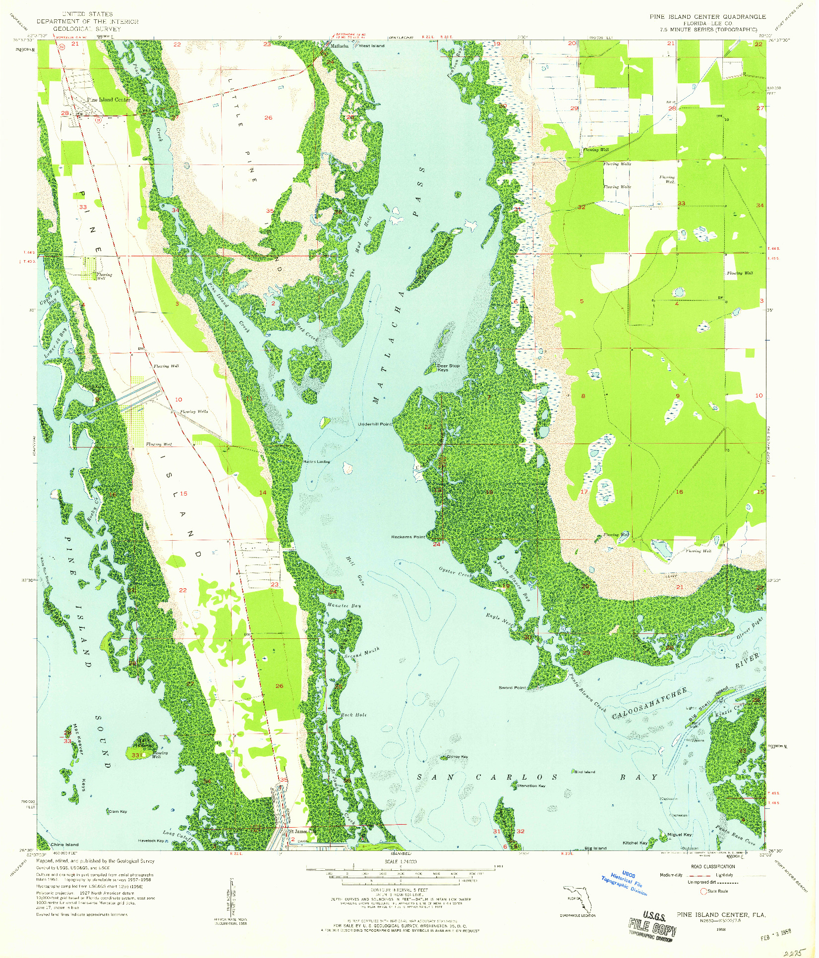 USGS 1:24000-SCALE QUADRANGLE FOR PINE ISLAND CENTER, FL 1958