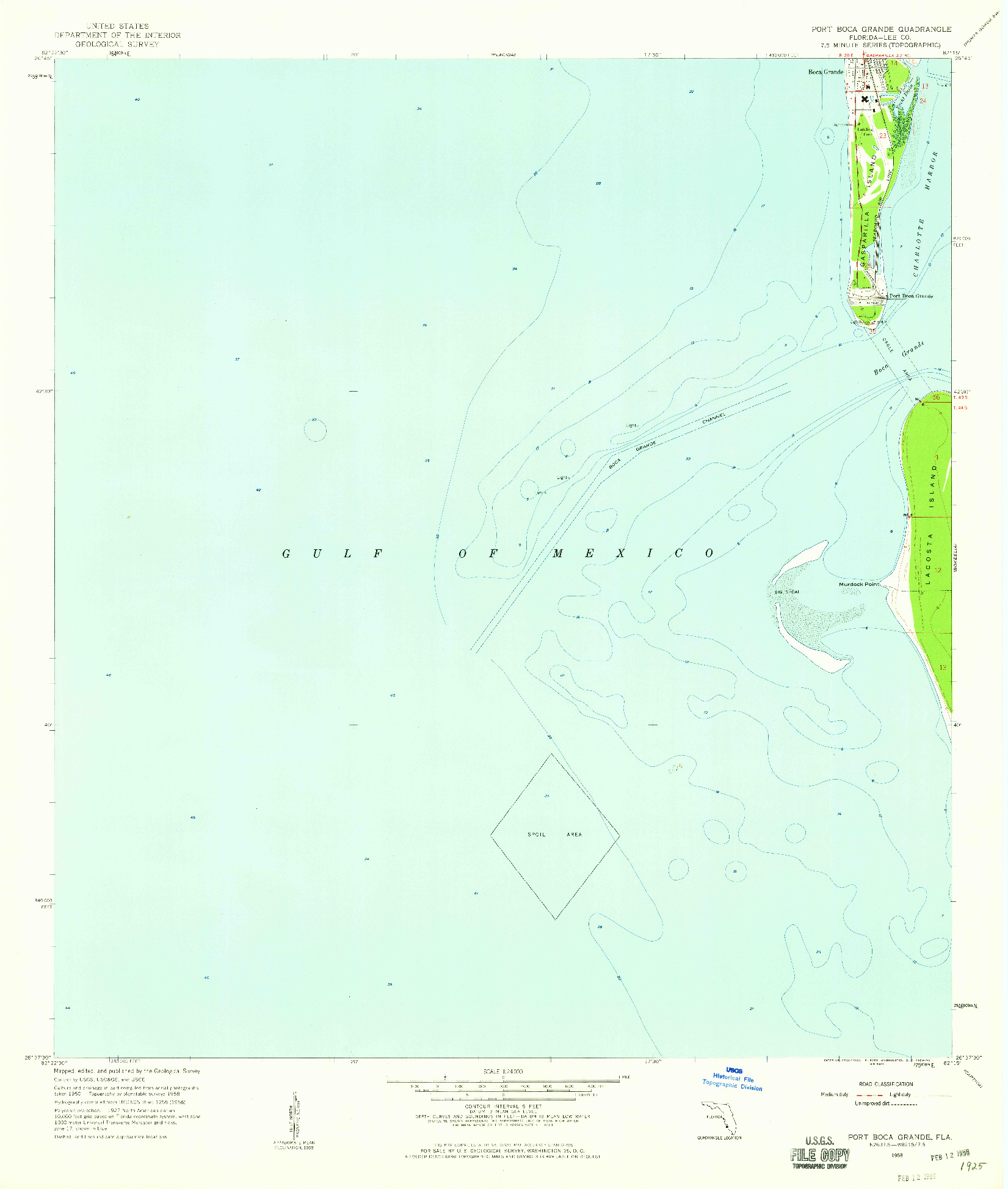 USGS 1:24000-SCALE QUADRANGLE FOR PORT BOCA GRANDE, FL 1958