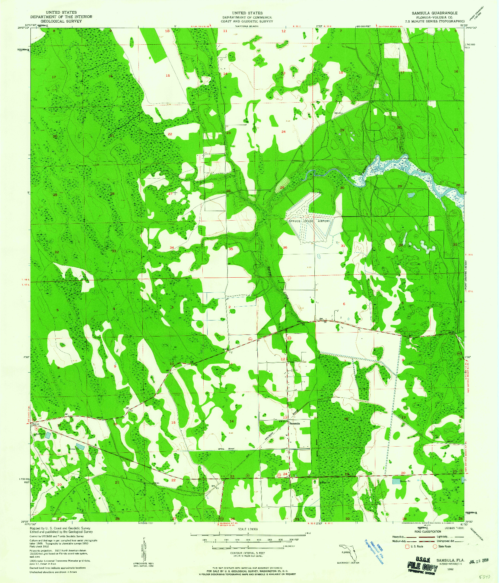 USGS 1:24000-SCALE QUADRANGLE FOR SAMSULA, FL 1952