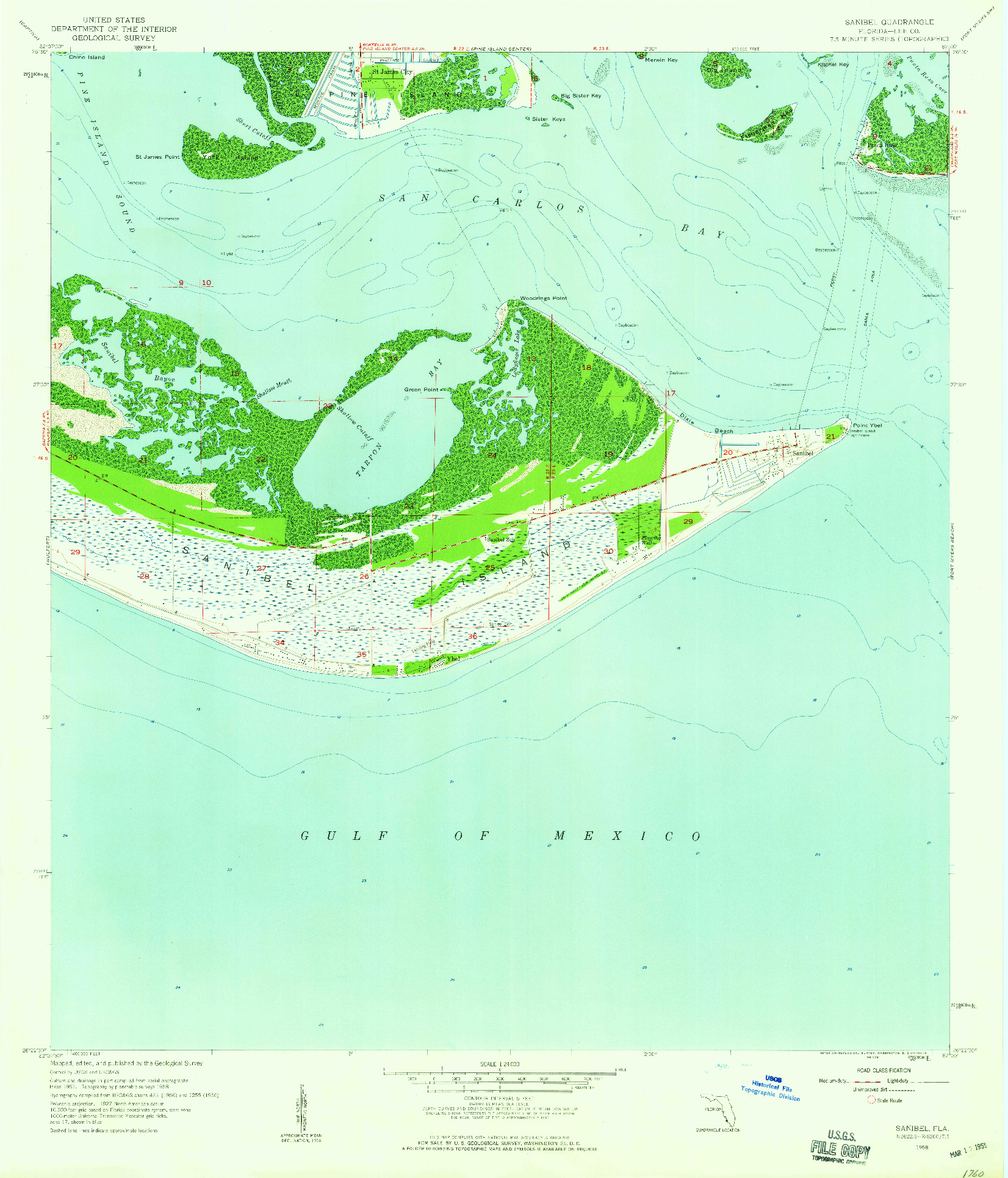 USGS 1:24000-SCALE QUADRANGLE FOR SANIBEL, FL 1958