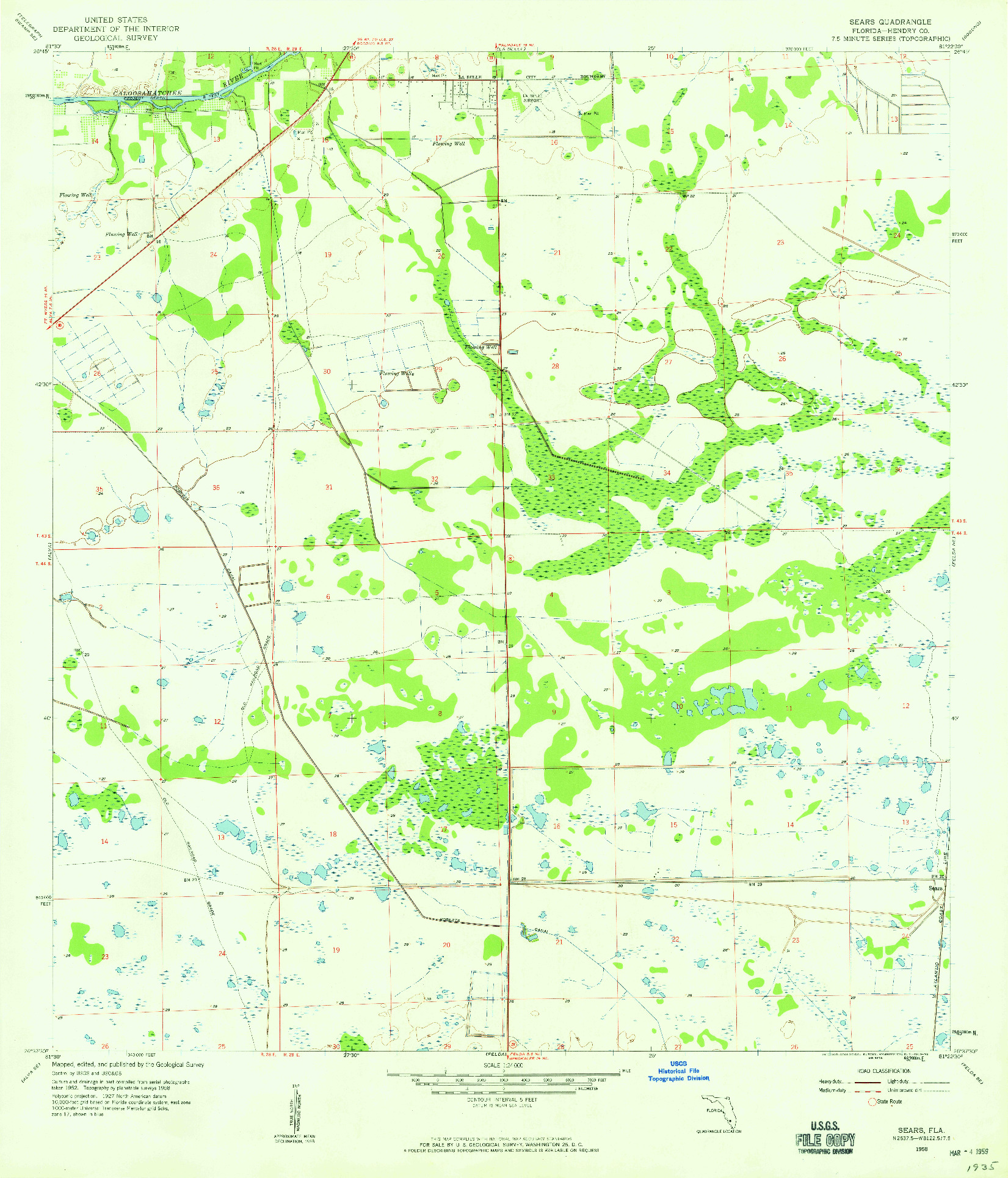 USGS 1:24000-SCALE QUADRANGLE FOR SEARS, FL 1958