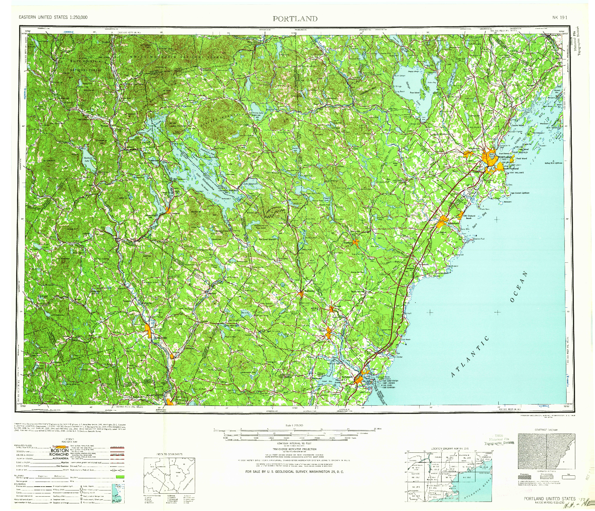 USGS 1:250000-SCALE QUADRANGLE FOR PORTLAND, ME 1959