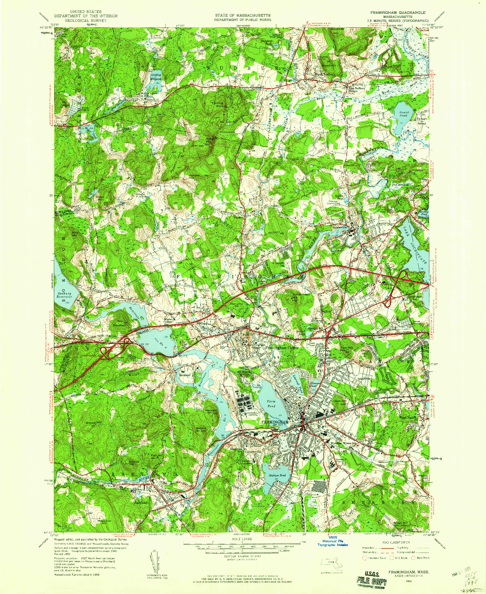 USGS 1:24000-SCALE QUADRANGLE FOR FRAMINGHAM, MA 1950