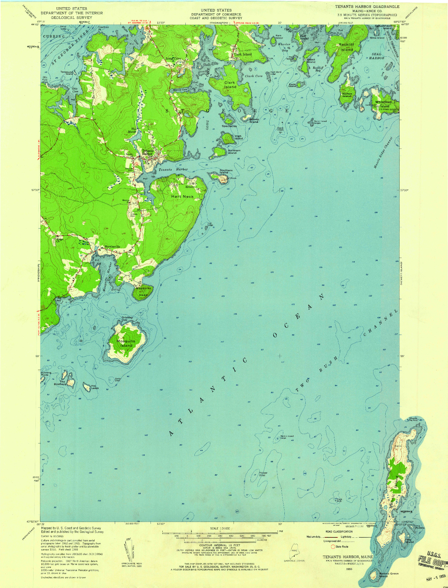 USGS 1:24000-SCALE QUADRANGLE FOR TENANTS HARBOR, ME 1955