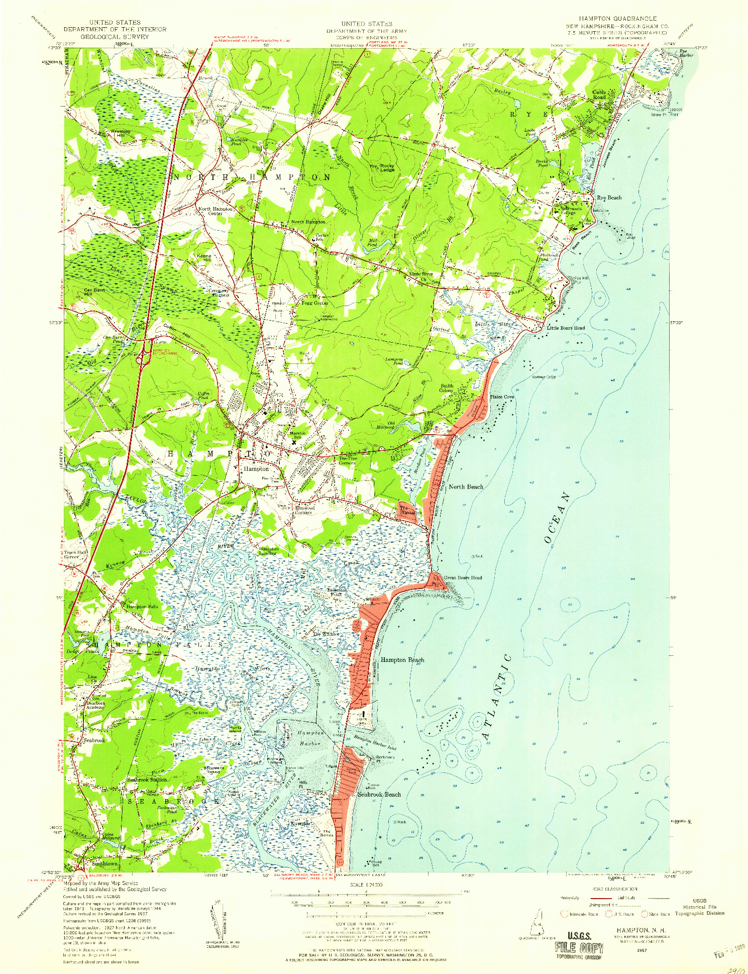 USGS 1:24000-SCALE QUADRANGLE FOR HAMPTON, NH 1957