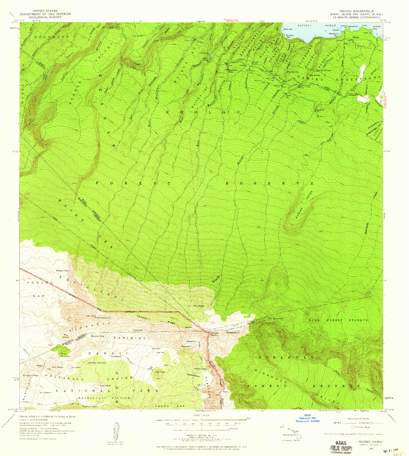 USGS 1:24000-SCALE QUADRANGLE FOR NAHIKU, HI 1957