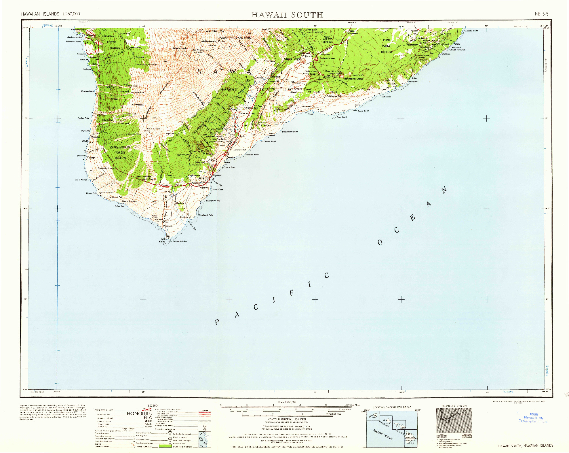 USGS 1:250000-SCALE QUADRANGLE FOR HAWAII SOUTH, HI 1959