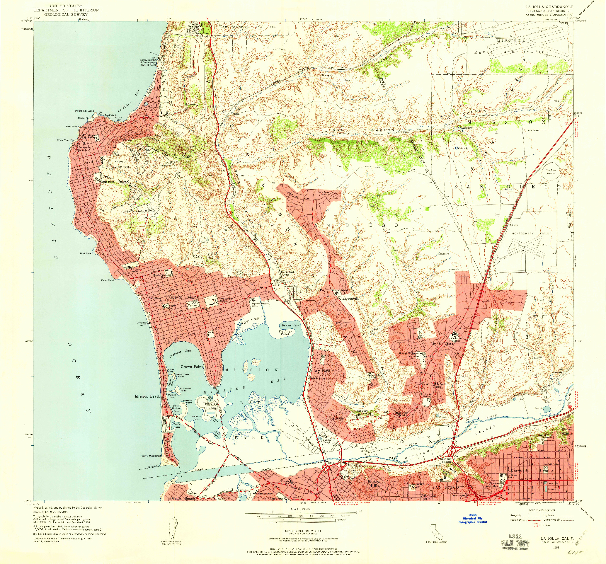 USGS 1:24000-SCALE QUADRANGLE FOR LA JOLLA, CA 1953