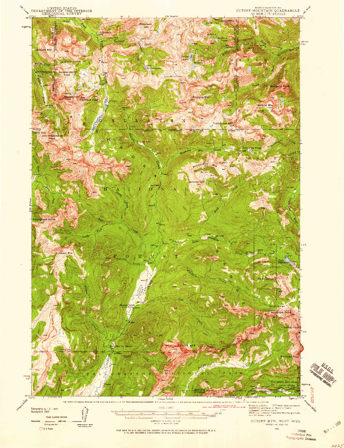 USGS 1:62500-SCALE QUADRANGLE FOR CUTOFF MTN, MT 1942