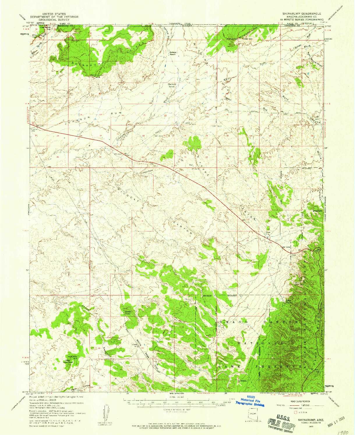 USGS 1:62500-SCALE QUADRANGLE FOR SHINARUMP, AZ 1957