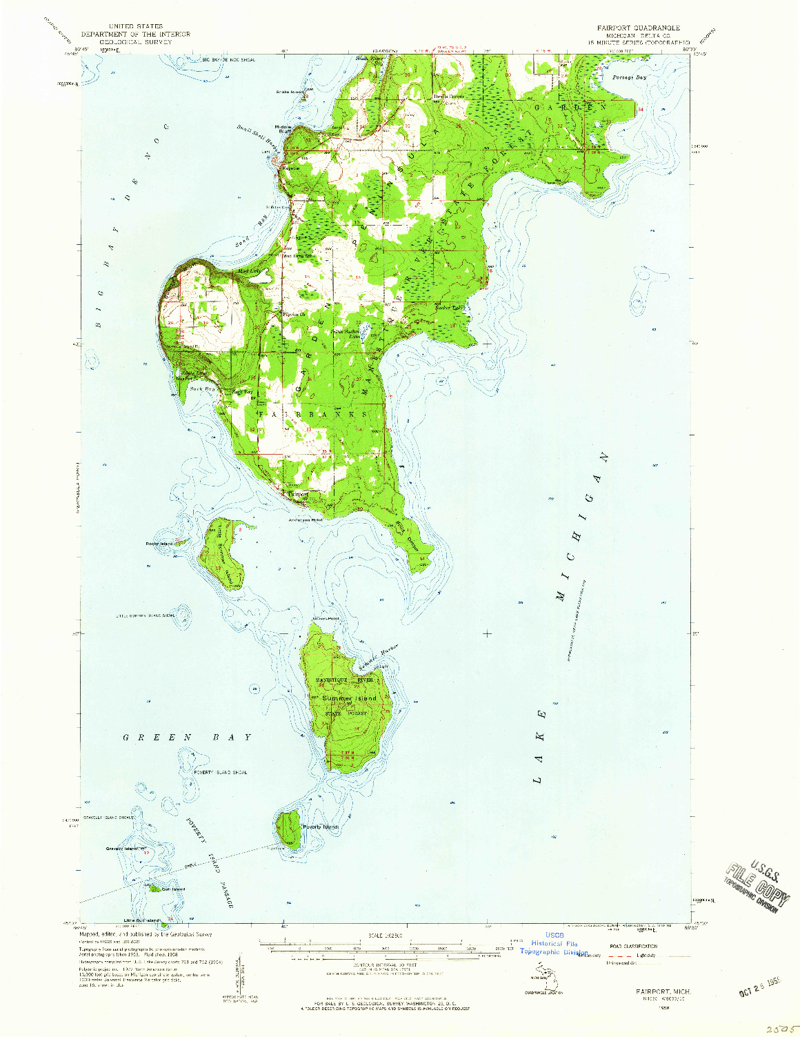 USGS 1:62500-SCALE QUADRANGLE FOR FAIRPORT, MI 1958