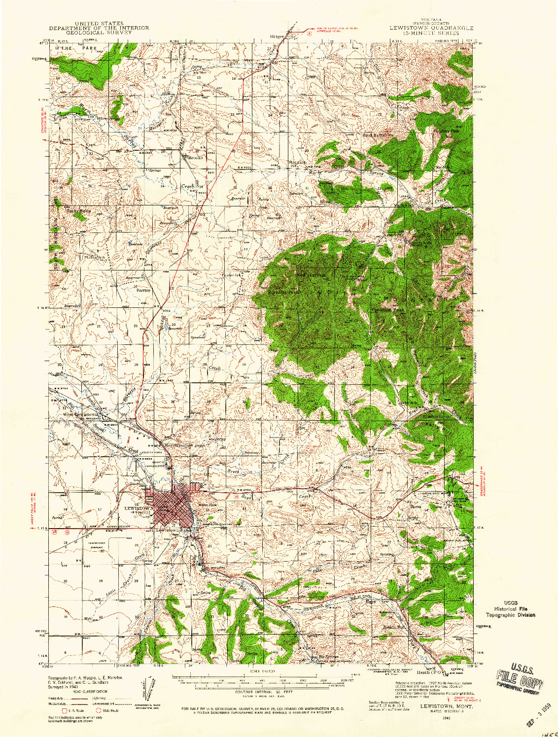 USGS 1:62500-SCALE QUADRANGLE FOR LEWISTOWN, MT 1941