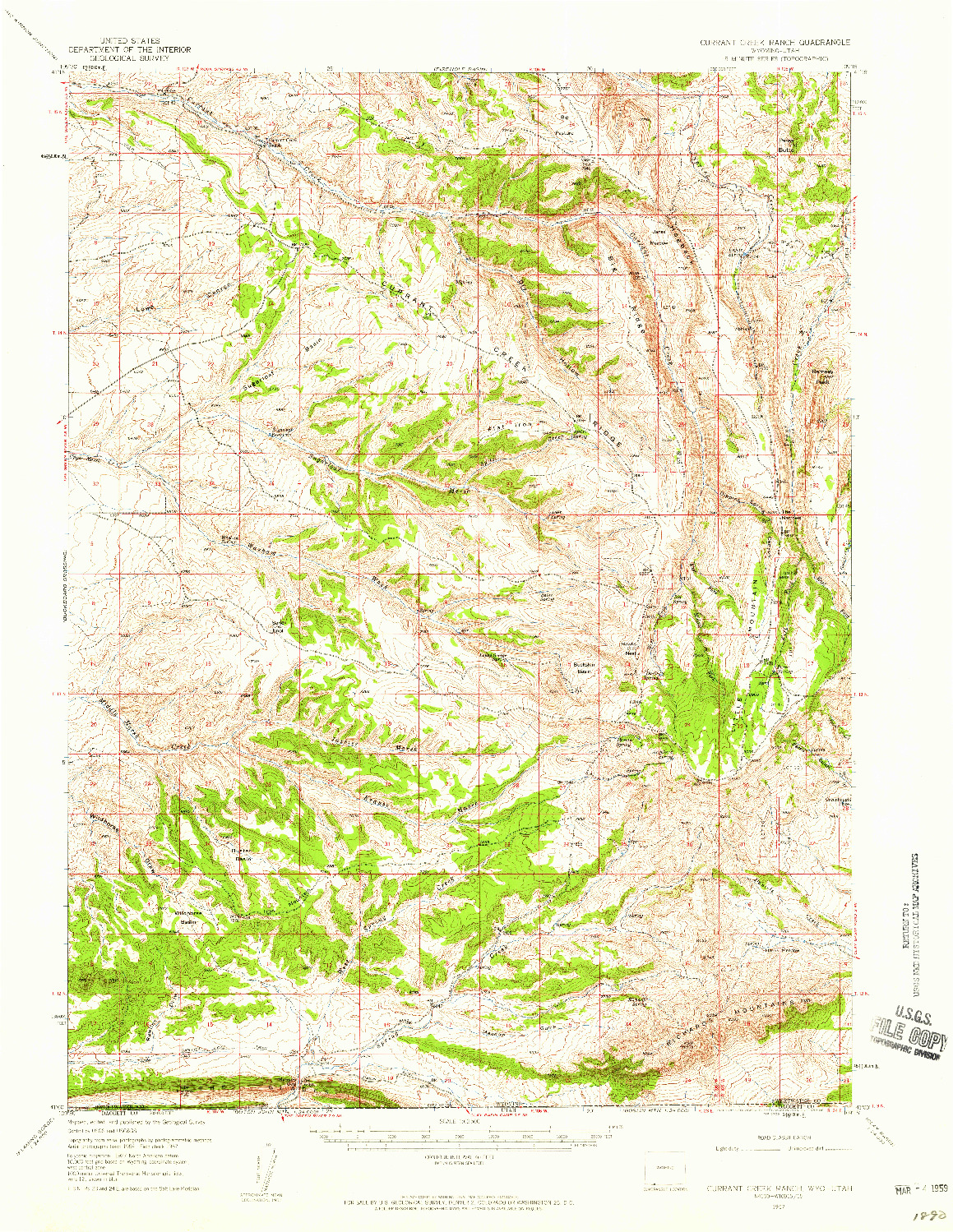 USGS 1:62500-SCALE QUADRANGLE FOR CURRANT CREEK RANCH, WY 1957