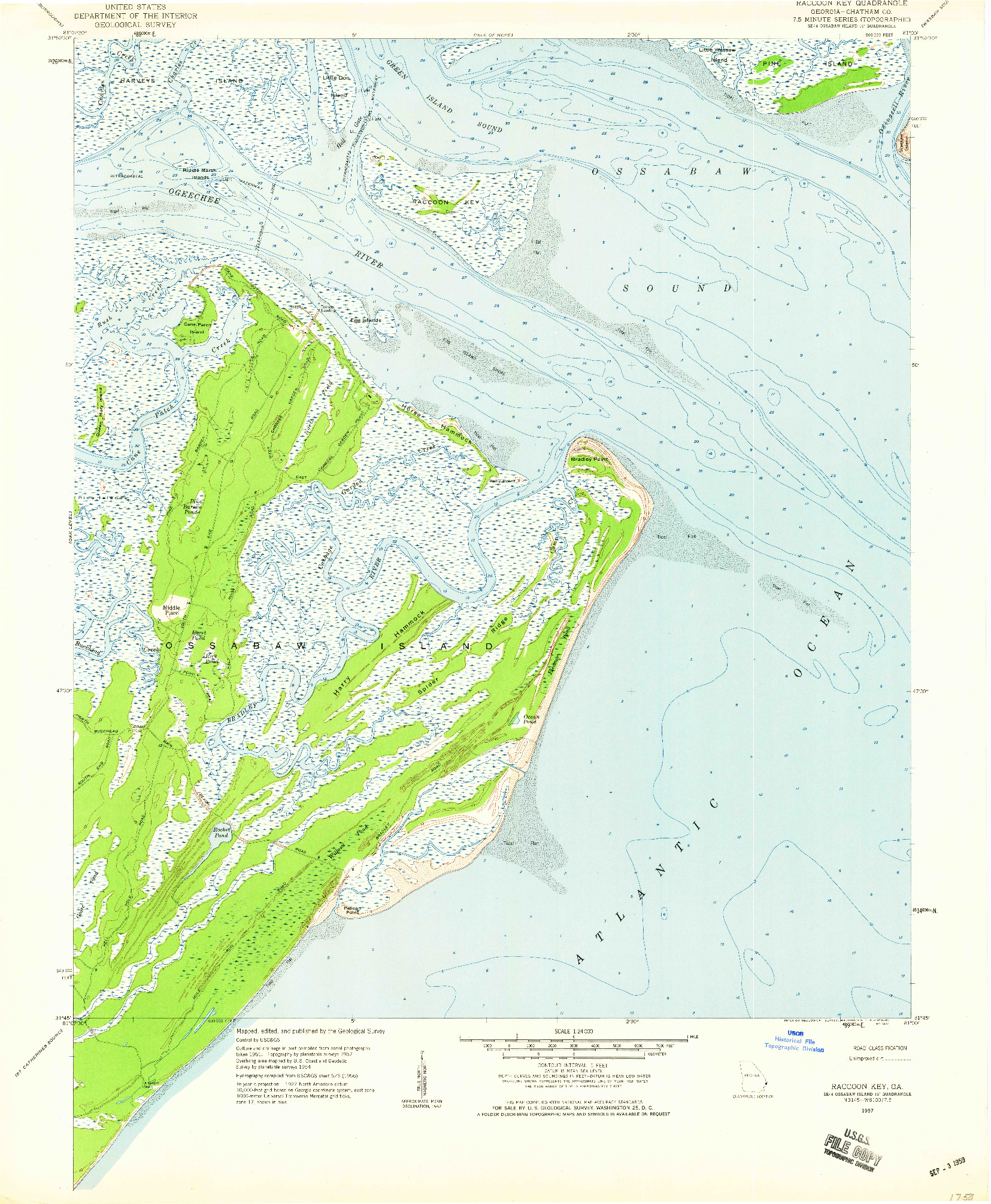 USGS 1:24000-SCALE QUADRANGLE FOR RACCOON KEY, GA 1957