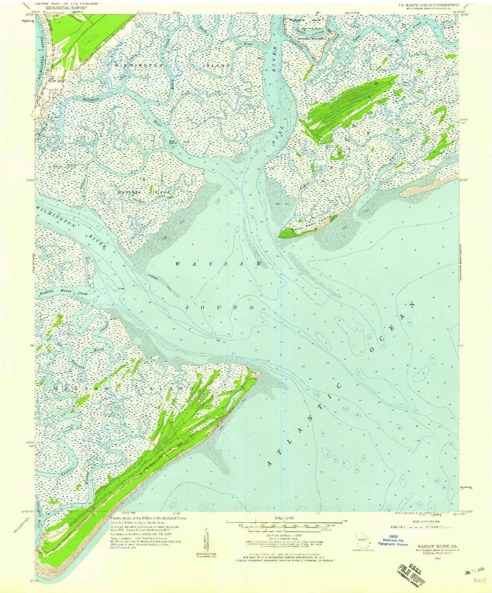 USGS 1:24000-SCALE QUADRANGLE FOR WASSAW SOUND, GA 1957