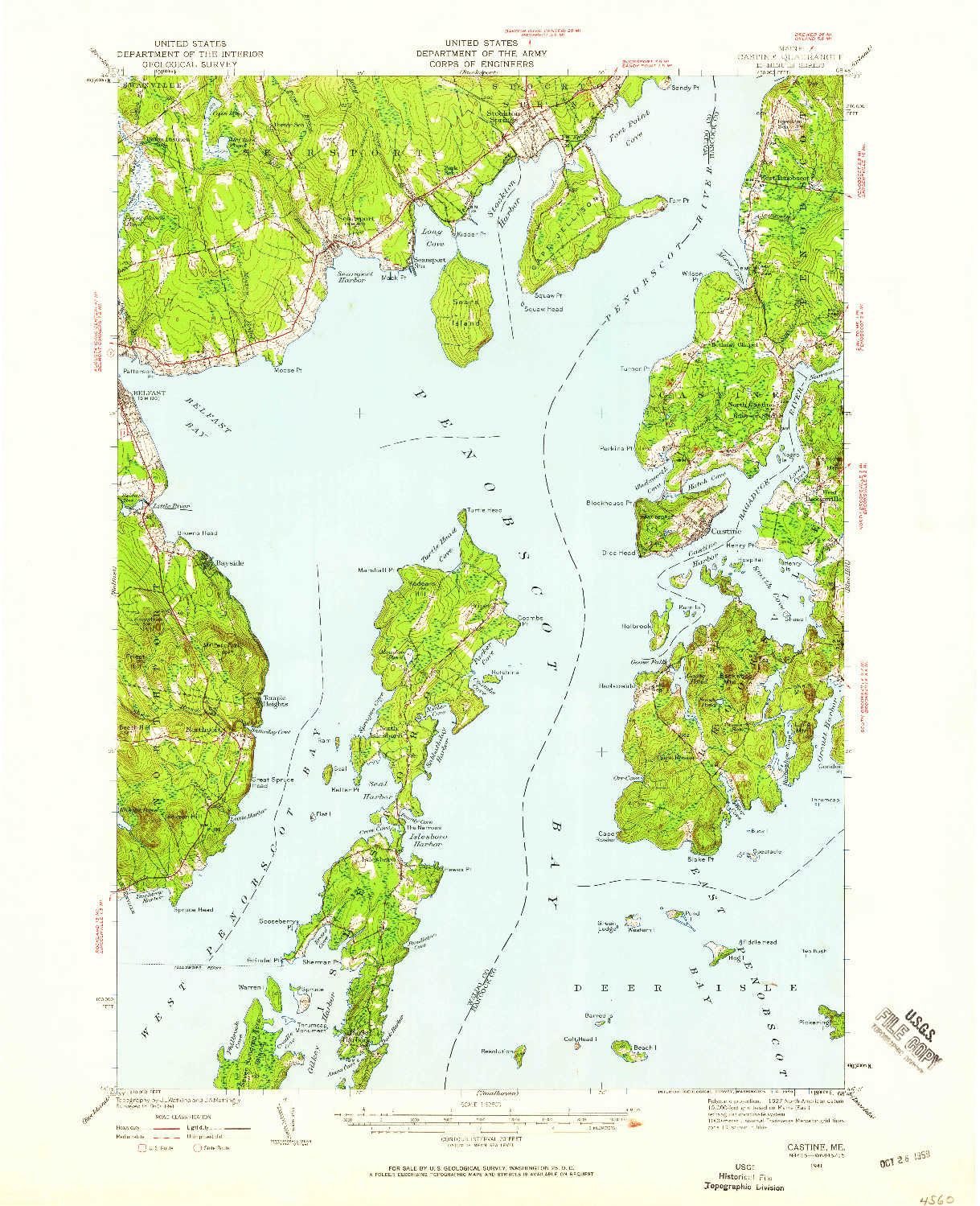 USGS 1:62500-SCALE QUADRANGLE FOR CASTINE, ME 1941