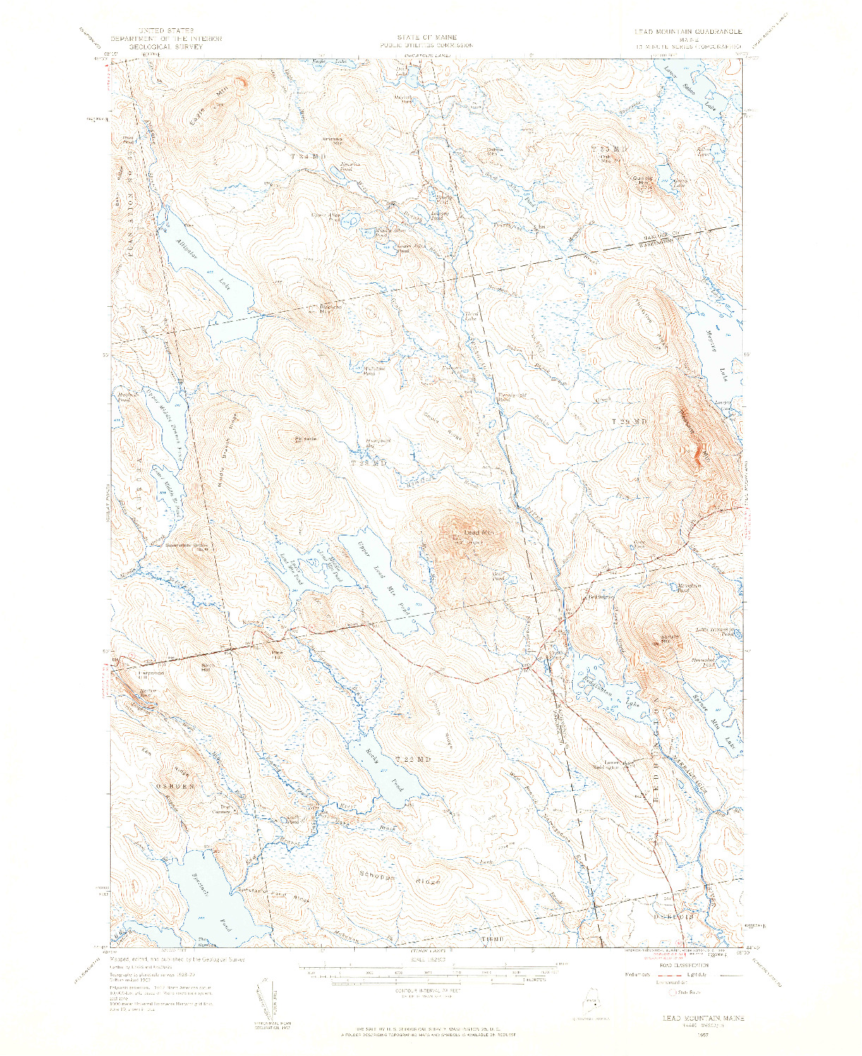 USGS 1:62500-SCALE QUADRANGLE FOR LEAD MOUNTAIN, ME 1957