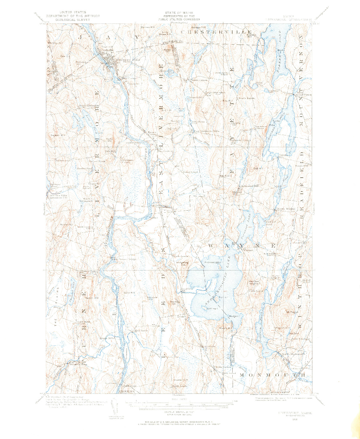 USGS 1:62500-SCALE QUADRANGLE FOR LIVERMORE, ME 1910