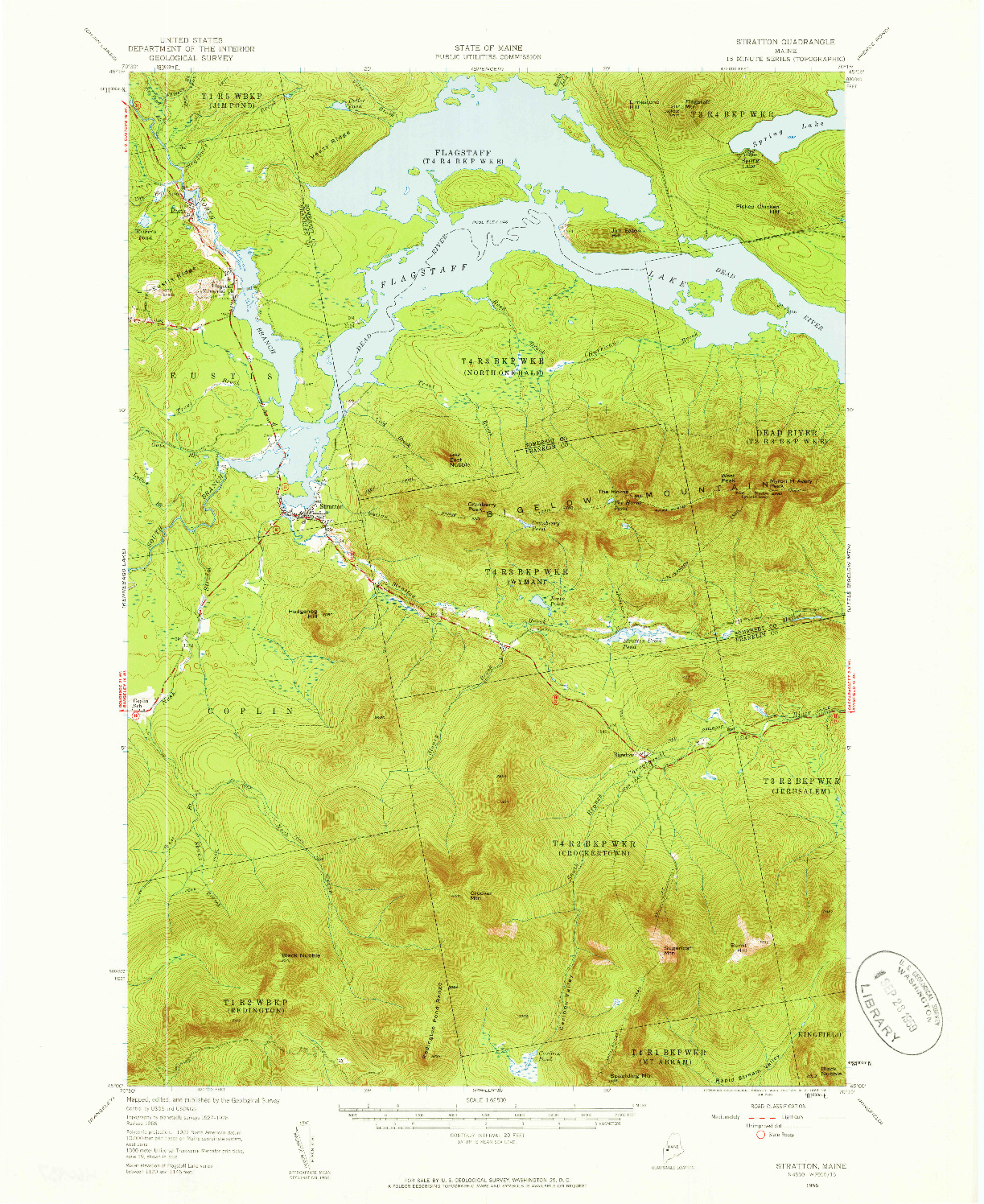 USGS 1:62500-SCALE QUADRANGLE FOR STRATTON, ME 1956