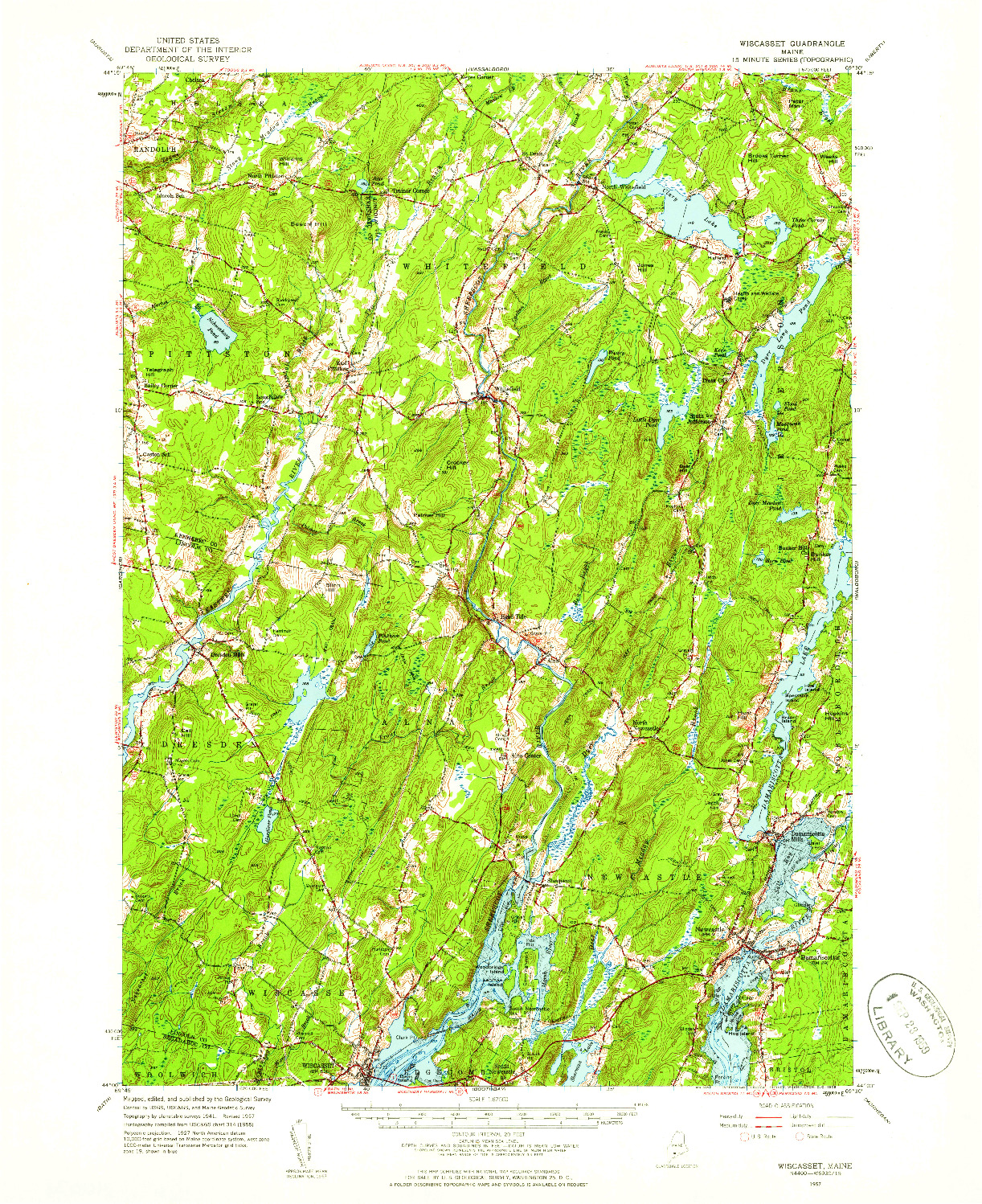 USGS 1:62500-SCALE QUADRANGLE FOR WISCASSET, ME 1957