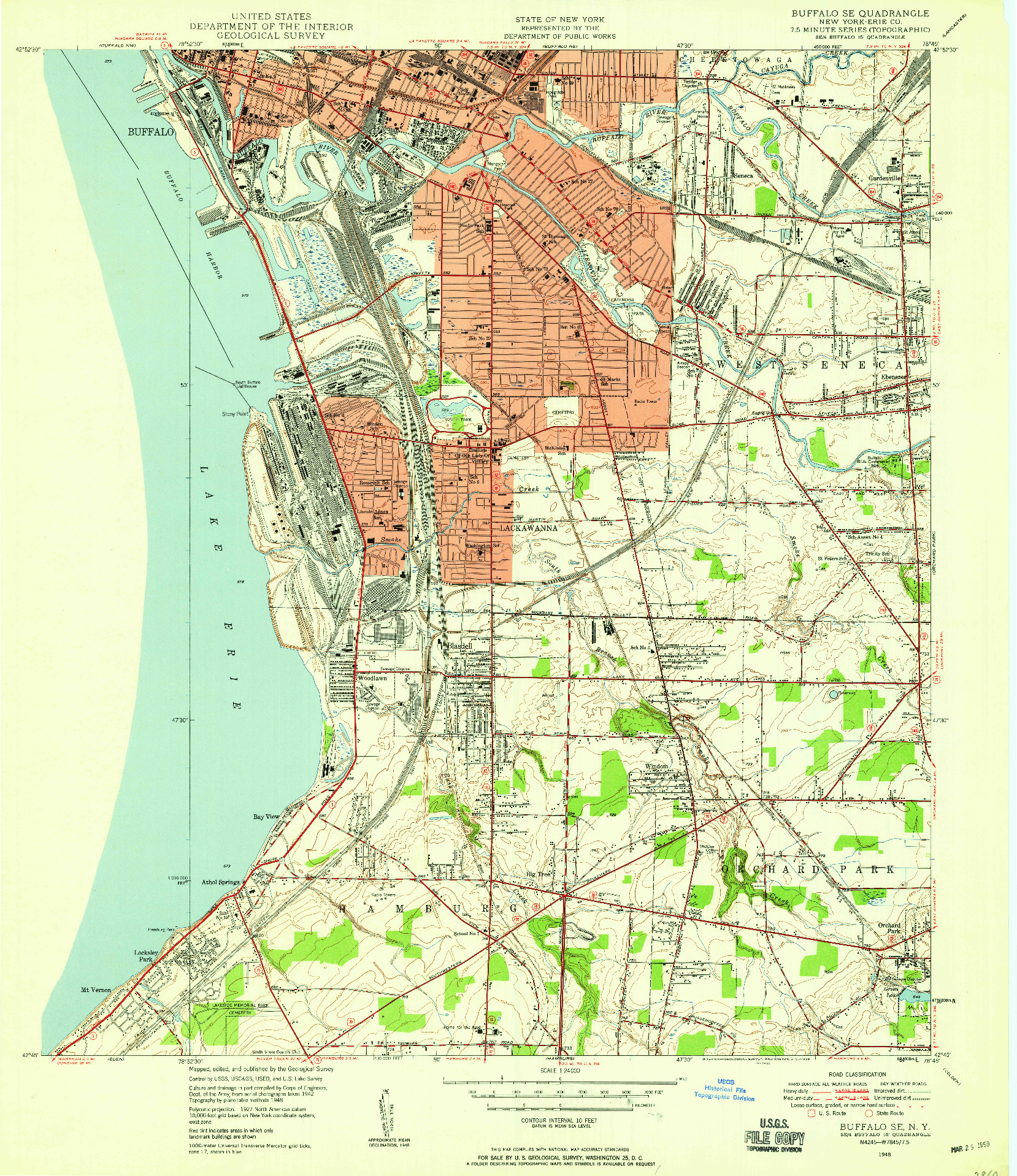 USGS 1:24000-SCALE QUADRANGLE FOR BUFFALO SE, NY 1948