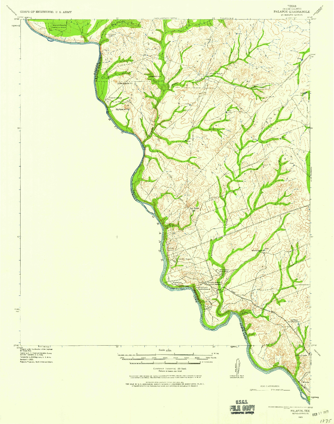 USGS 1:62500-SCALE QUADRANGLE FOR PALAFOX, TX 1923